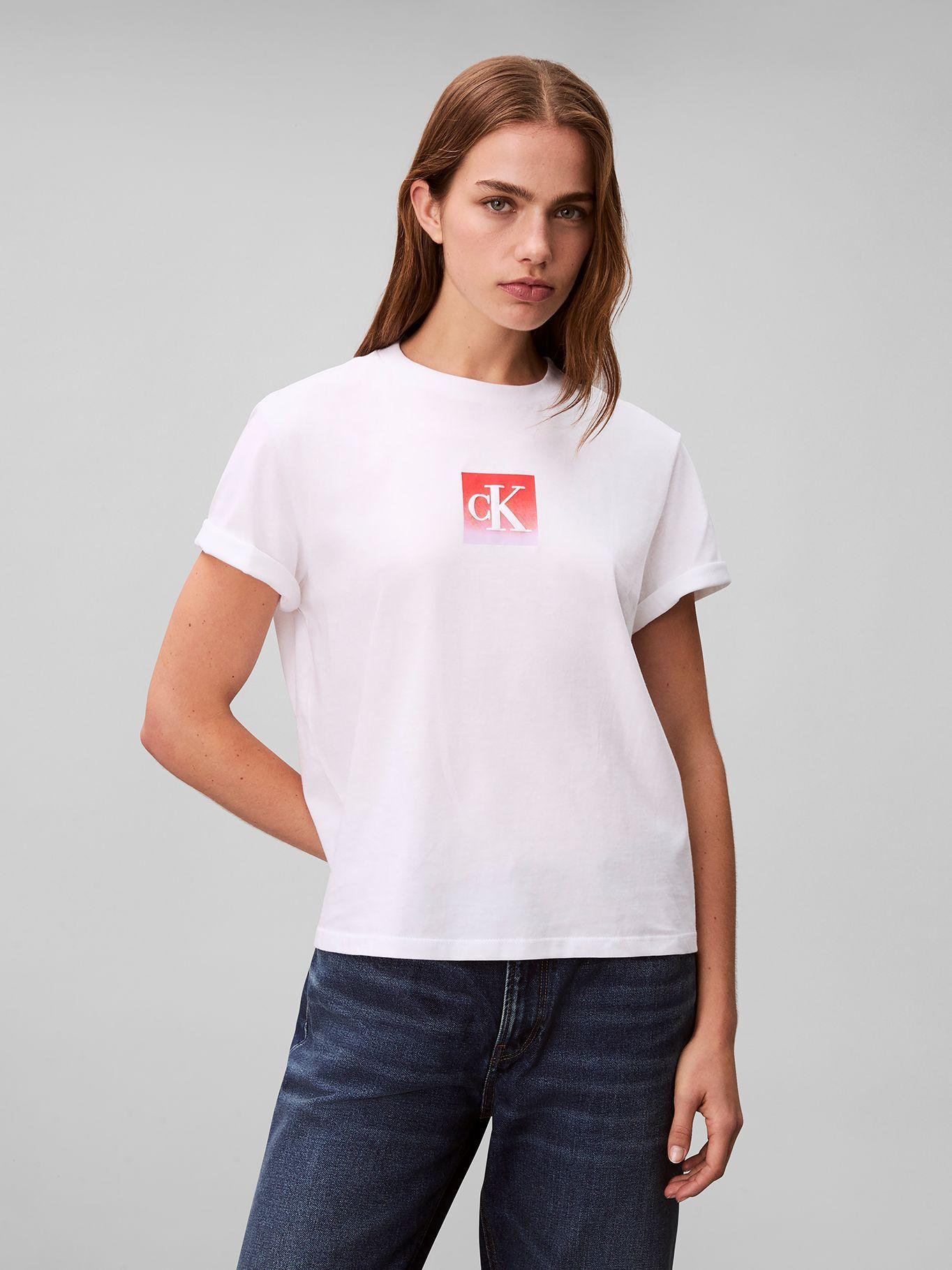 Polera Logo Estampado Tipo Boxed Blanco Calvin Klein-0