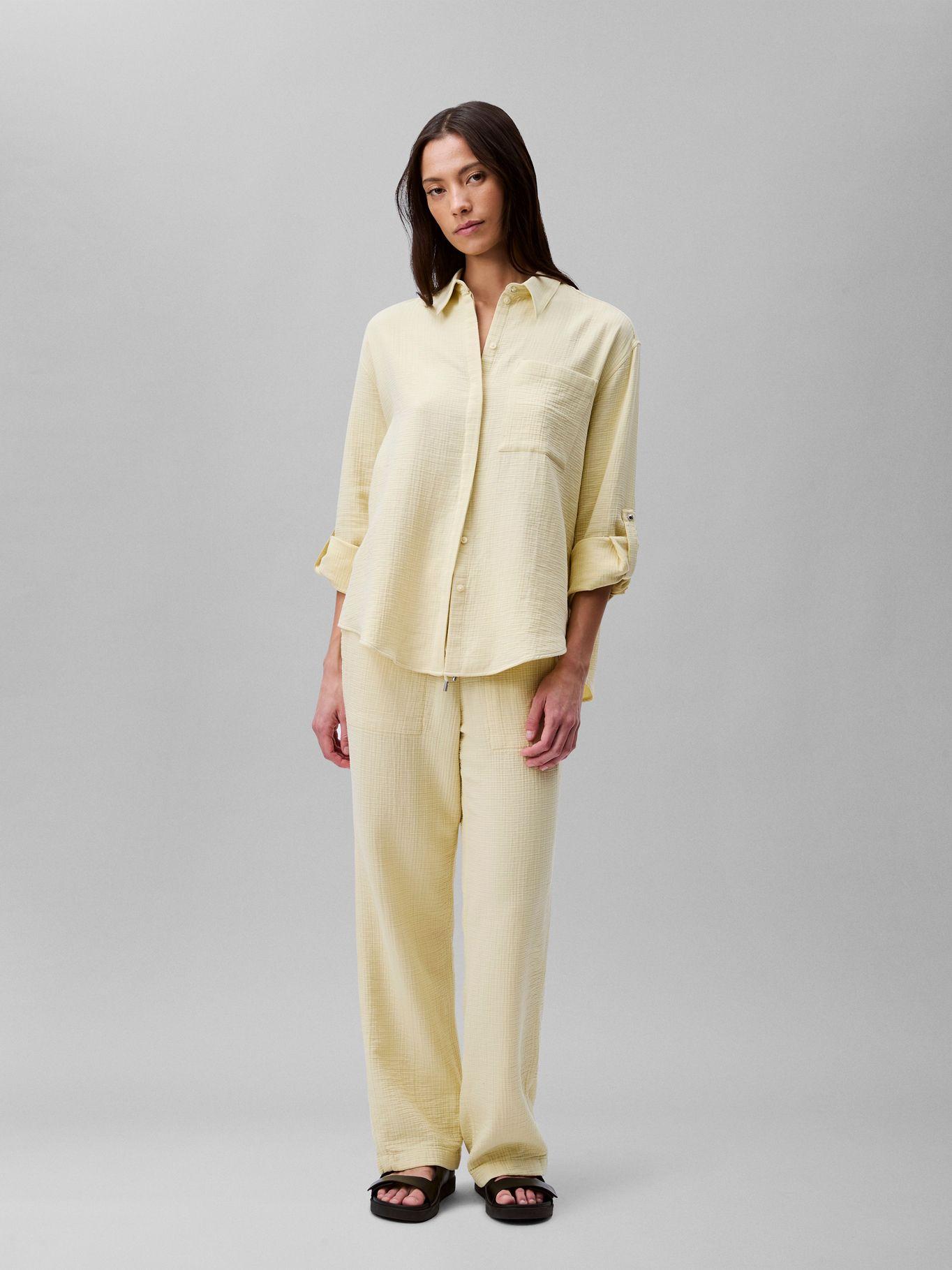 Pantalón Gasa Doble Elástica Amarillo Calvin Klein-1
