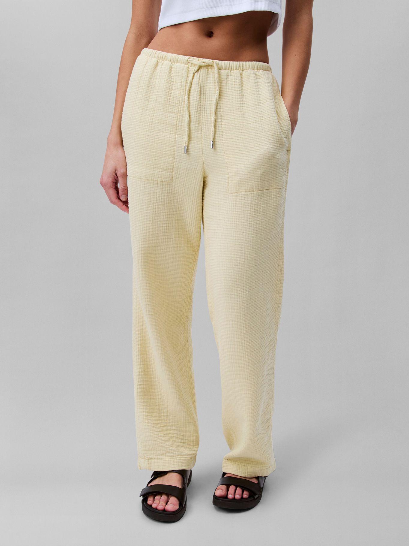 Pantalón Gasa Doble Elástica Amarillo Calvin Klein-1