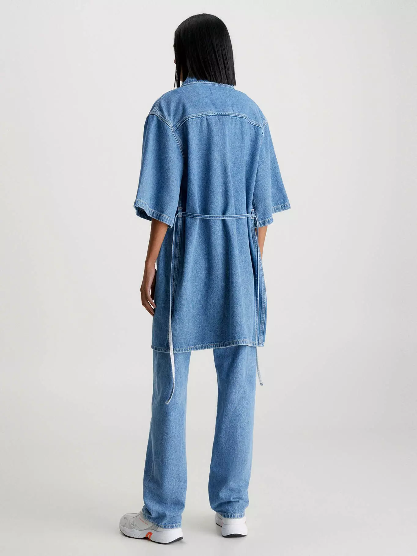 Vestido camisero denim con cinturón Azul Calvin Klein-1