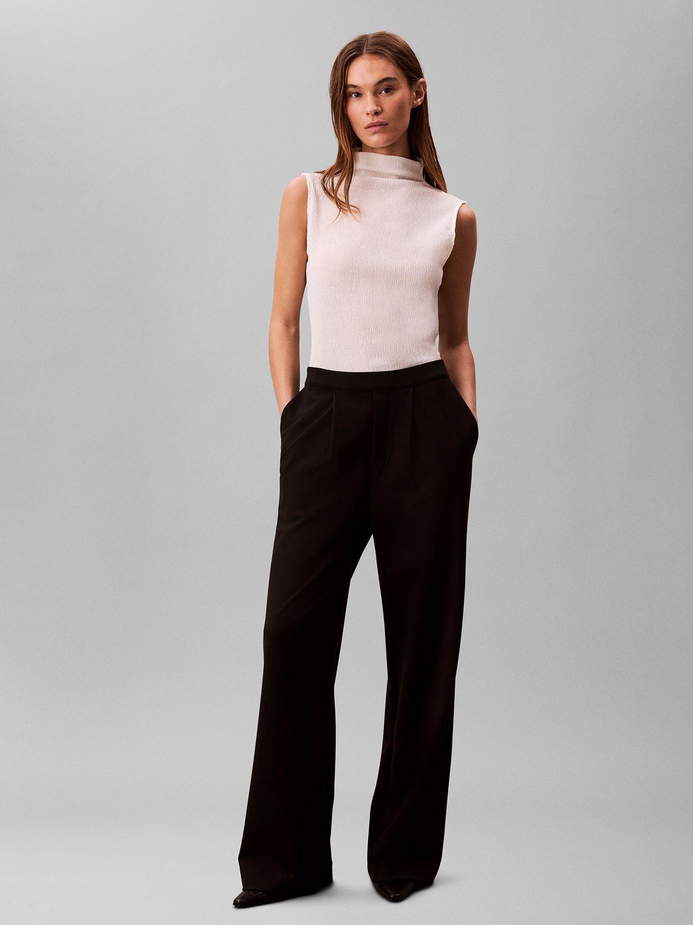 Pantalón De Punto Ponte Pierna Ancha Negro Calvin Klein-0