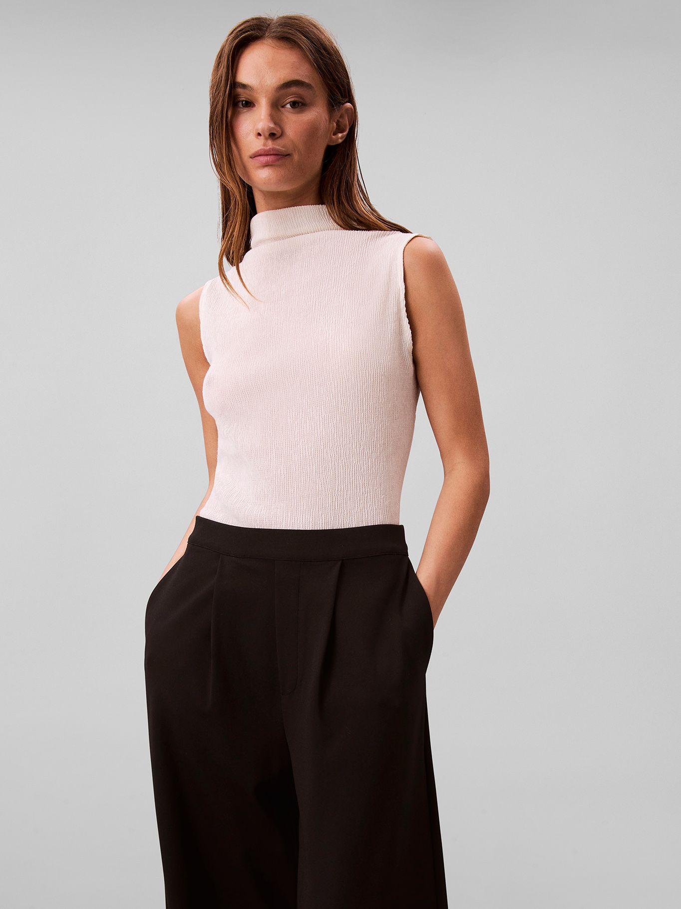 Pantalón De Punto Ponte Pierna Ancha Negro Calvin Klein-4