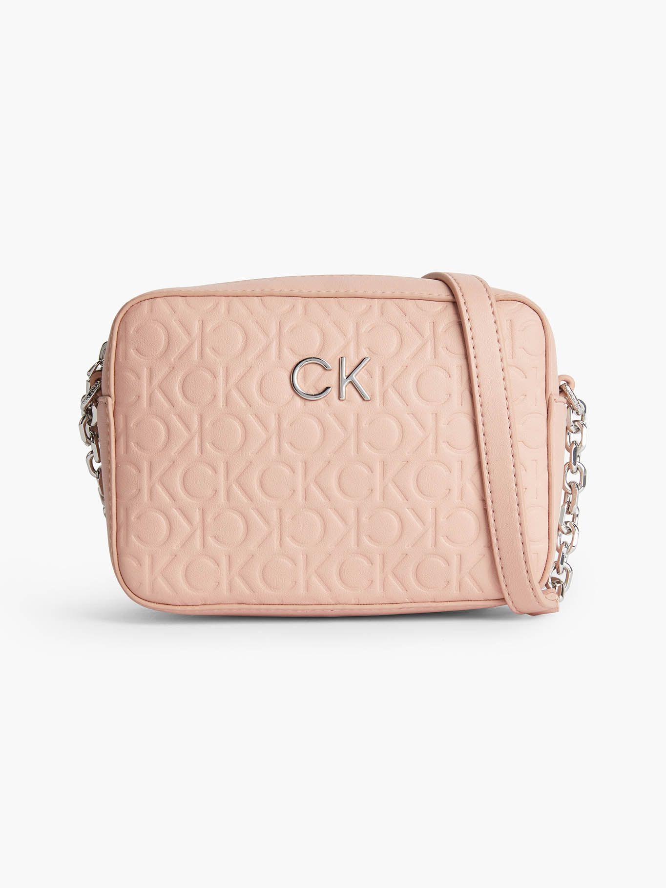 Bolso con bandolera y logo Rosado Calvin Klein-0