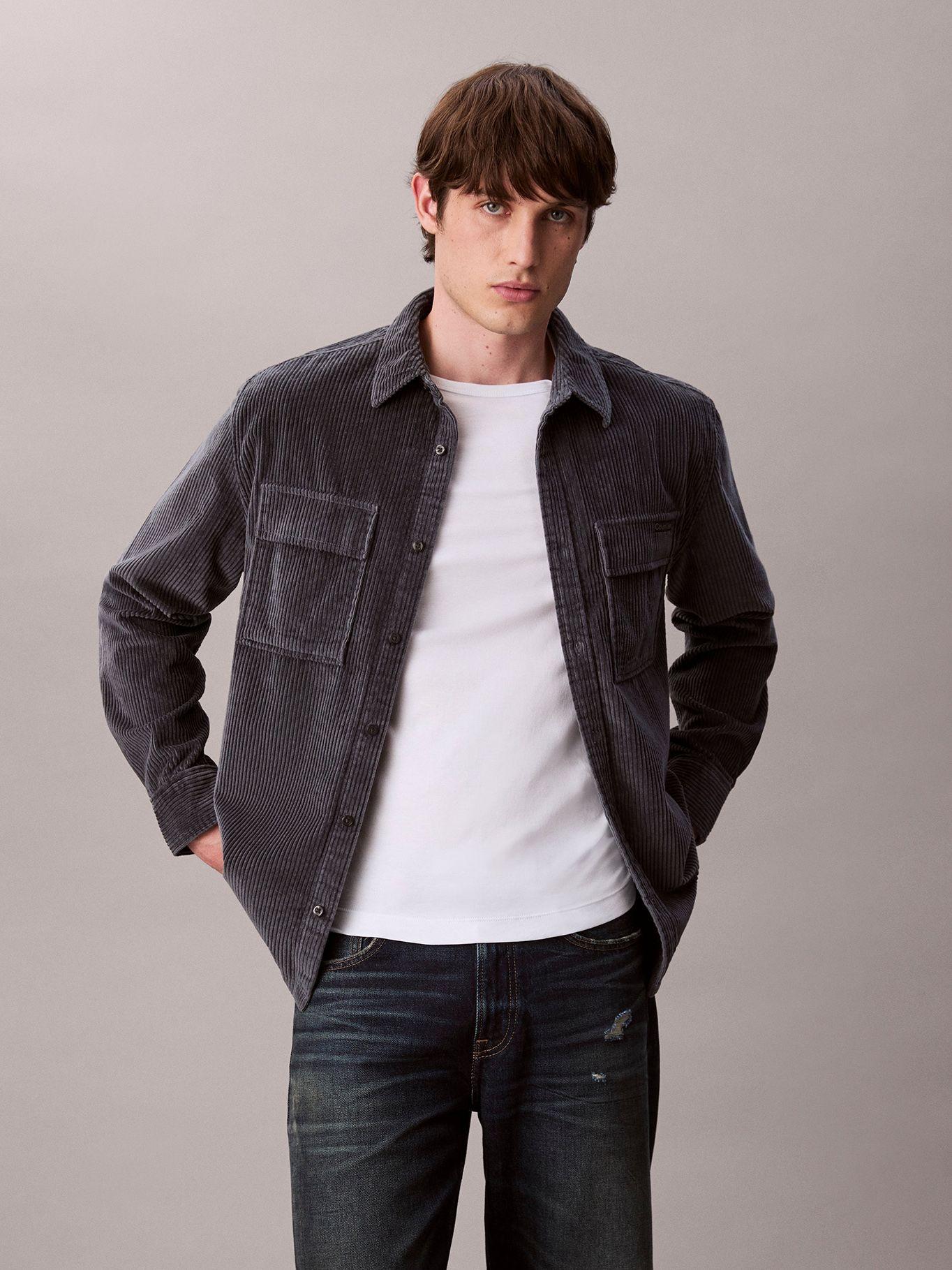 Camisa en Pana con Bolsillos Gris Calvin Klein-3