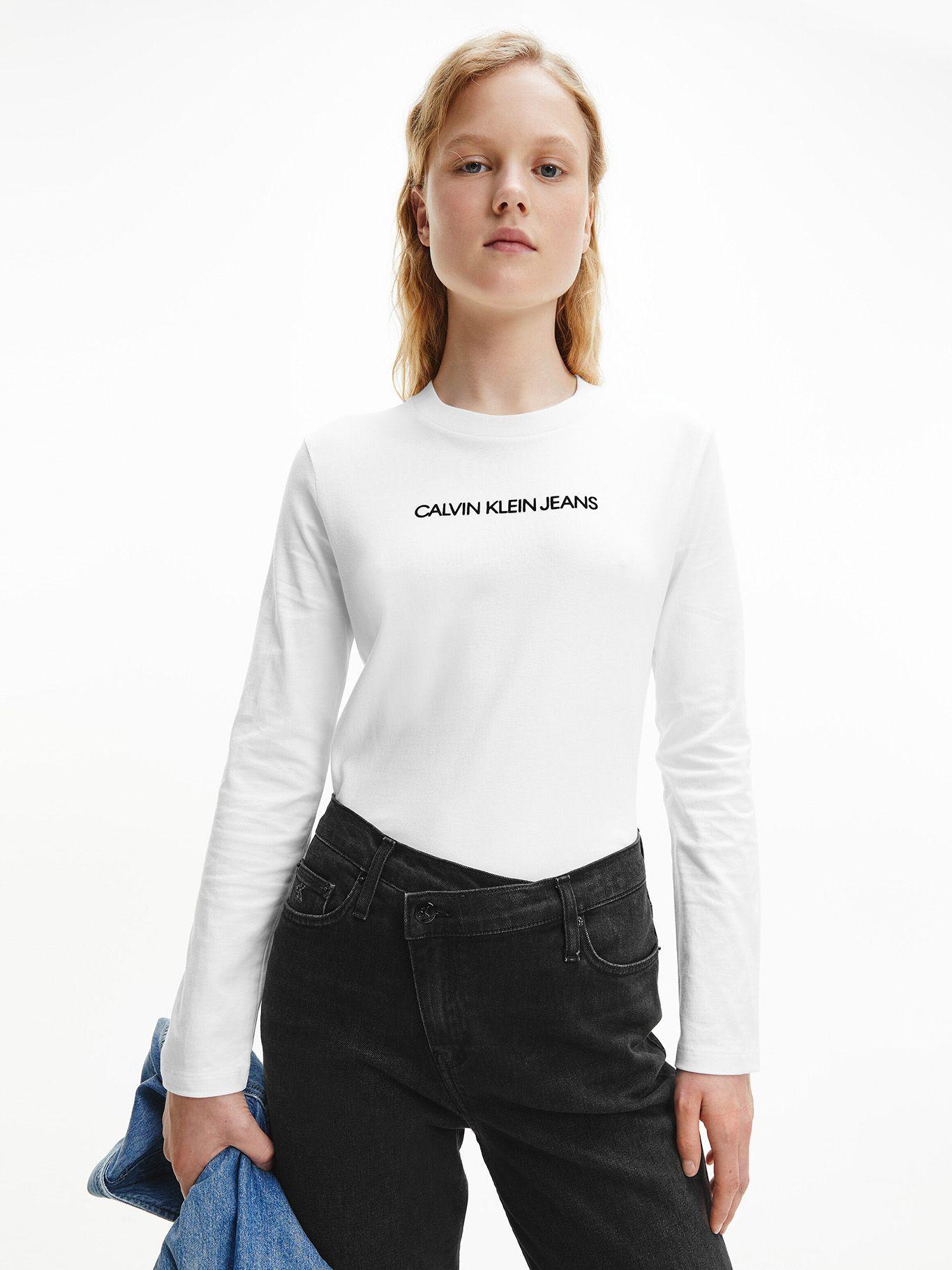 Polera LS Shrunken Institutional Blanco Calvin Klein-0