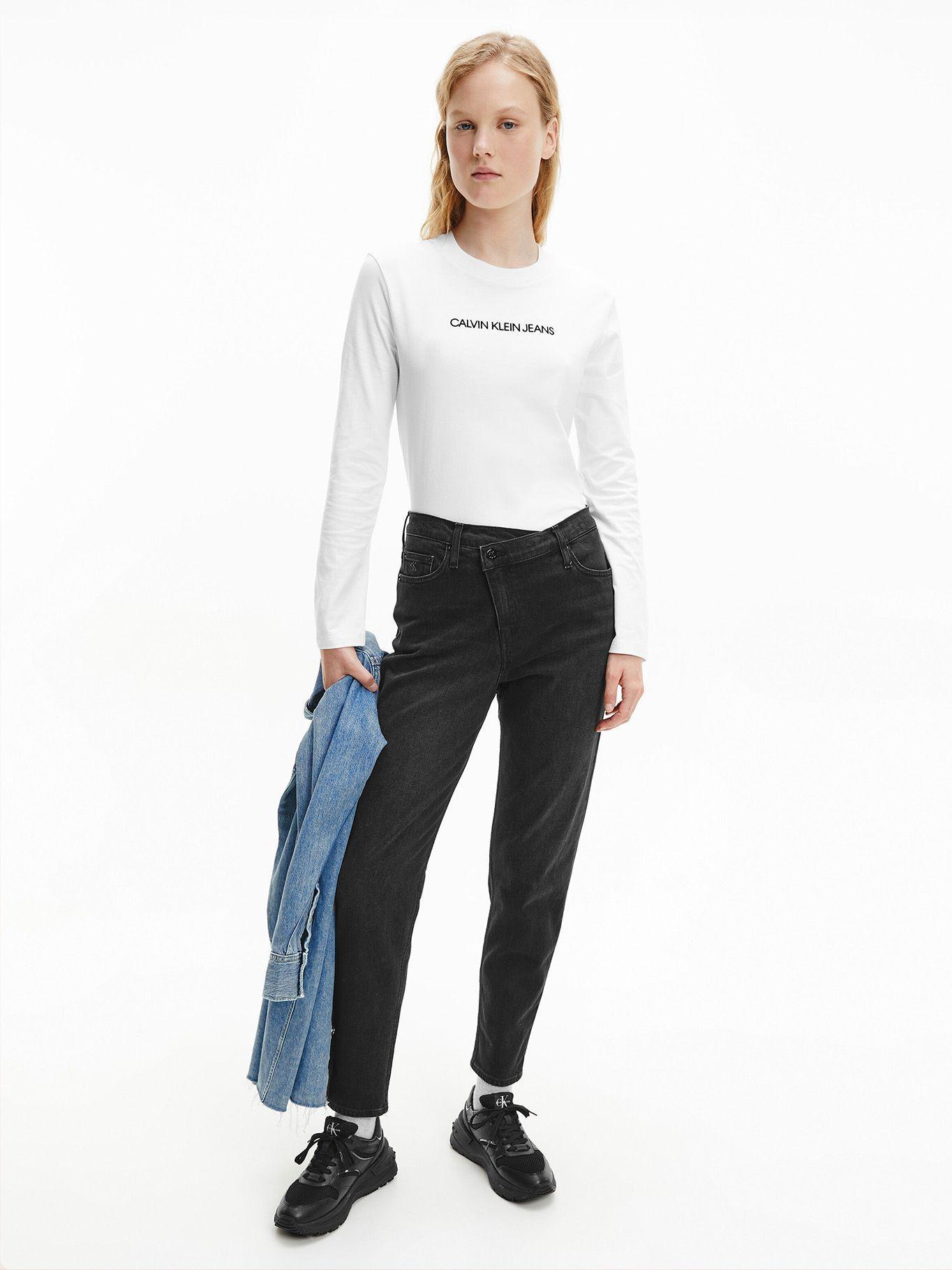 Polera LS Shrunken Institutional Blanco Calvin Klein-1