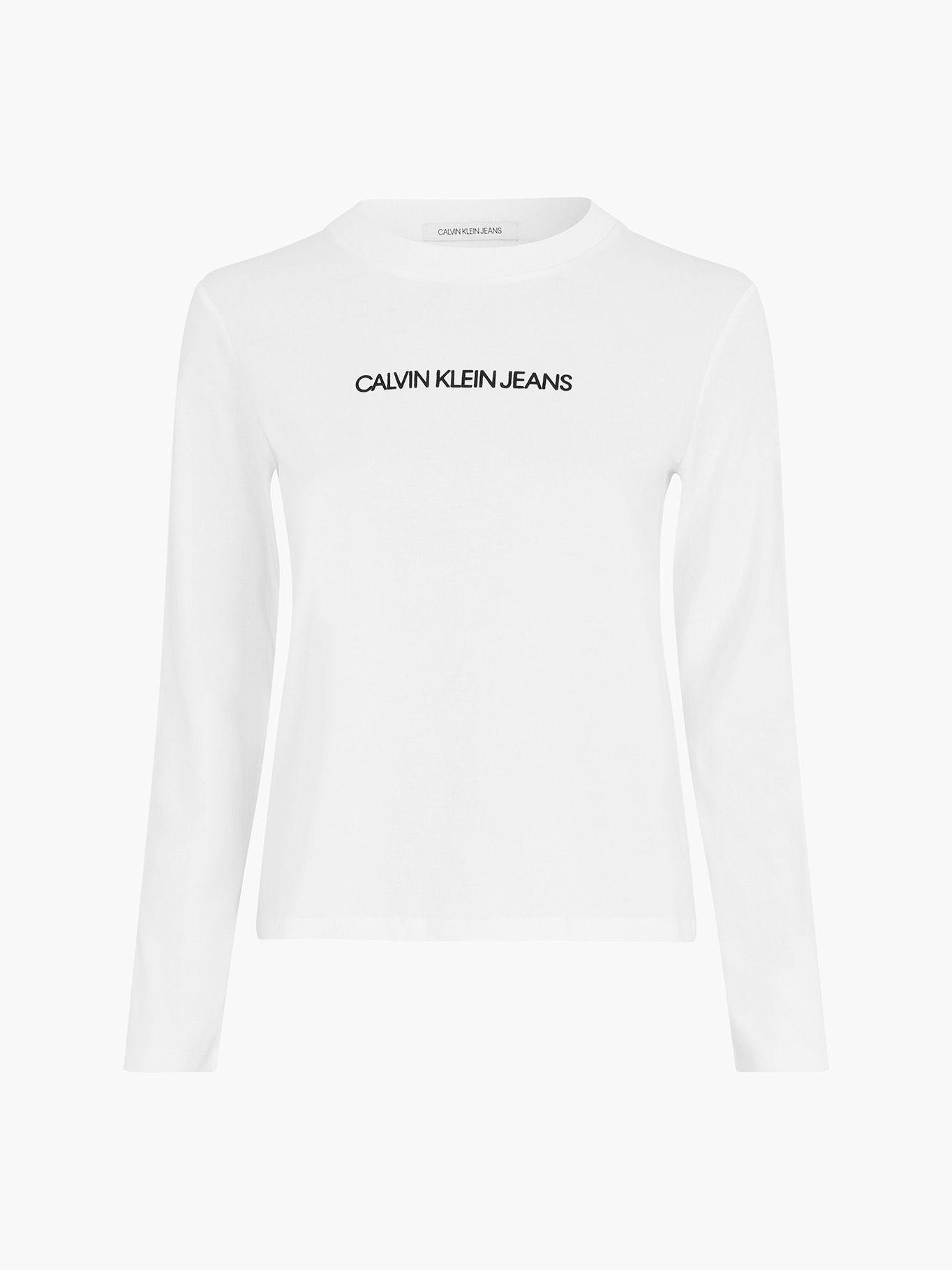 Polera LS Shrunken Institutional Blanco Calvin Klein-4