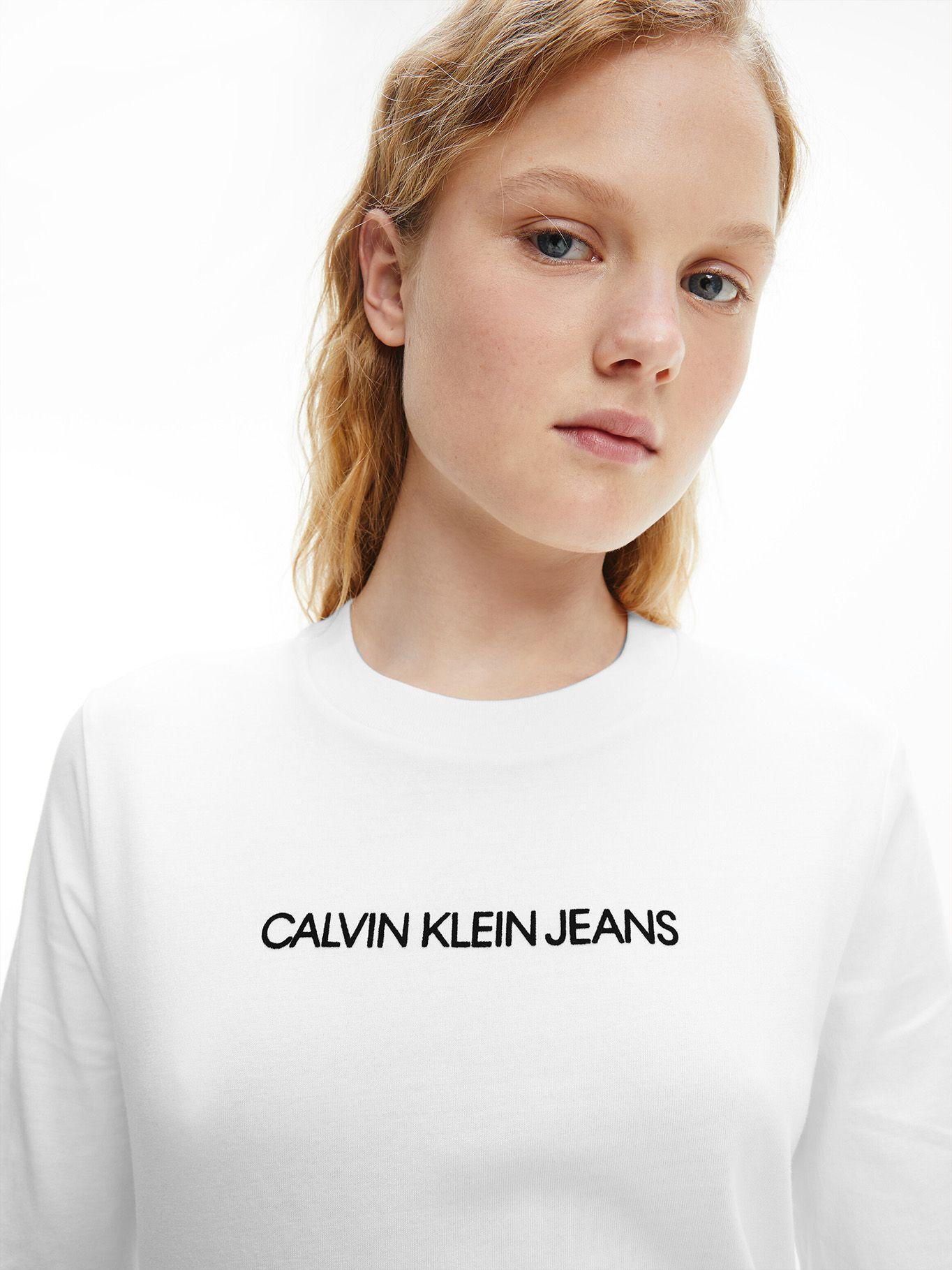 Polera LS Shrunken Institutional Blanco Calvin Klein-3