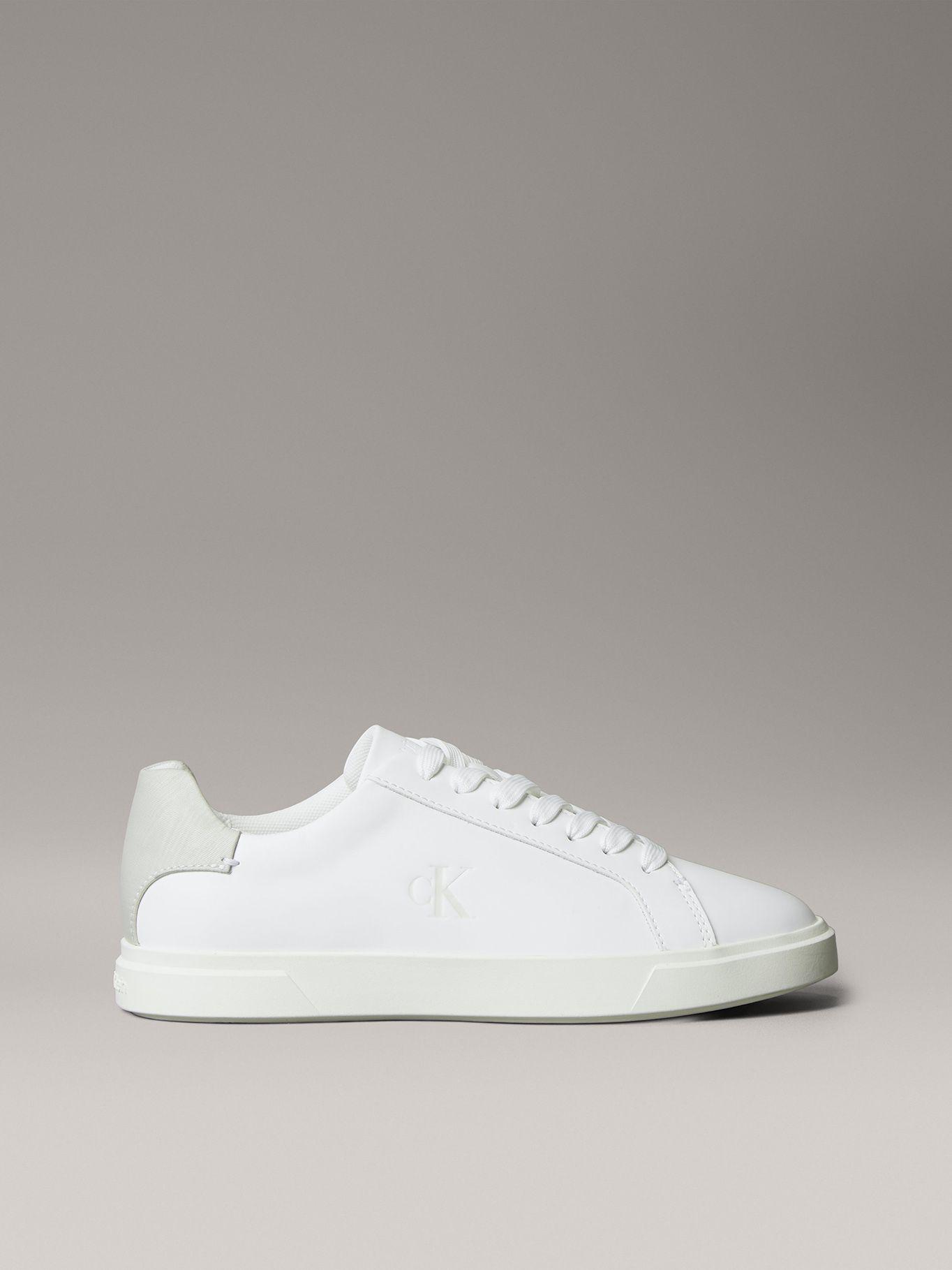Zapatillas de Cuero con Logo Blanco Calvin Klein Mujer-4
