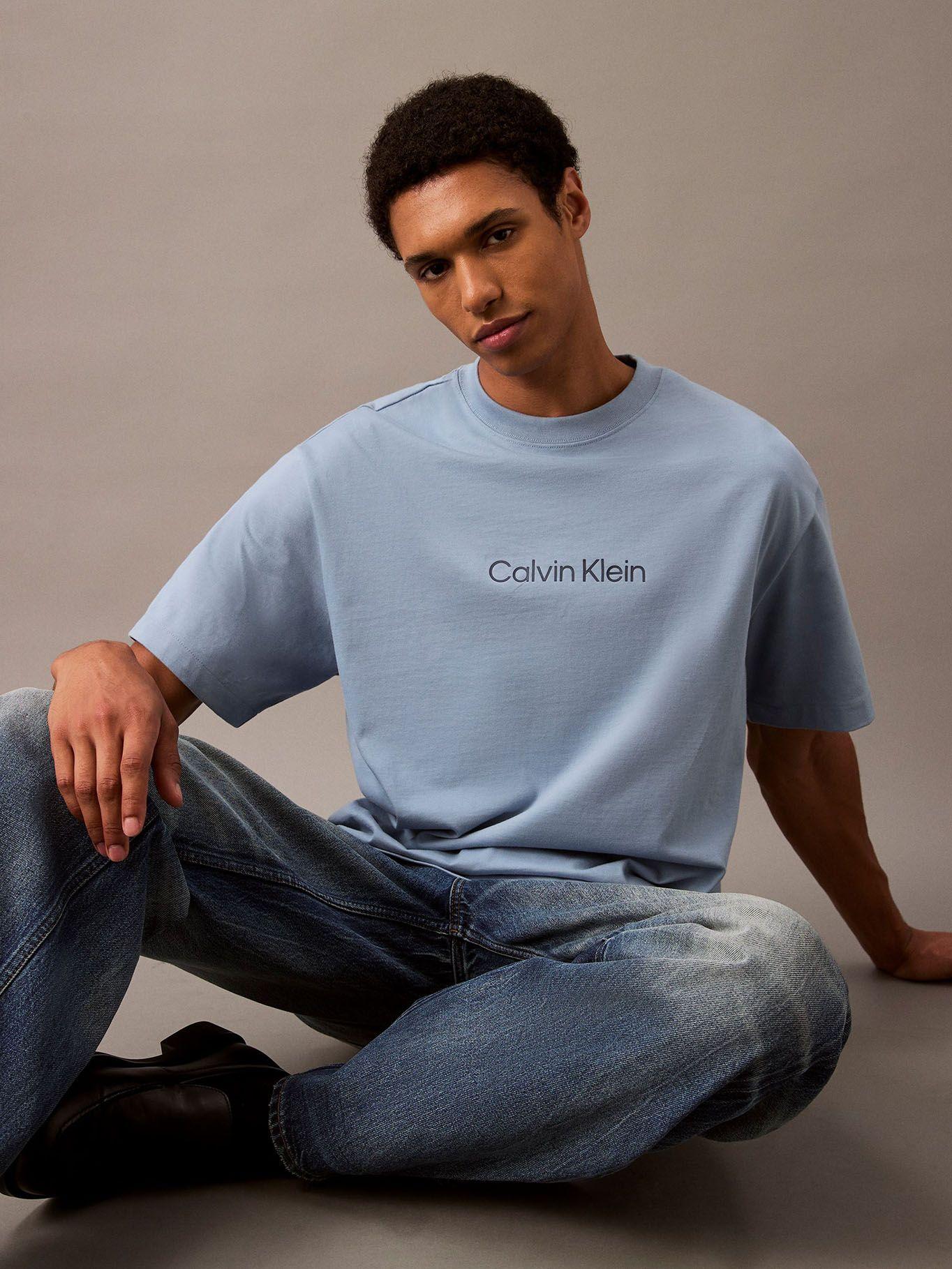 Polera Relaxed con Logo Celeste Calvin Klein-4