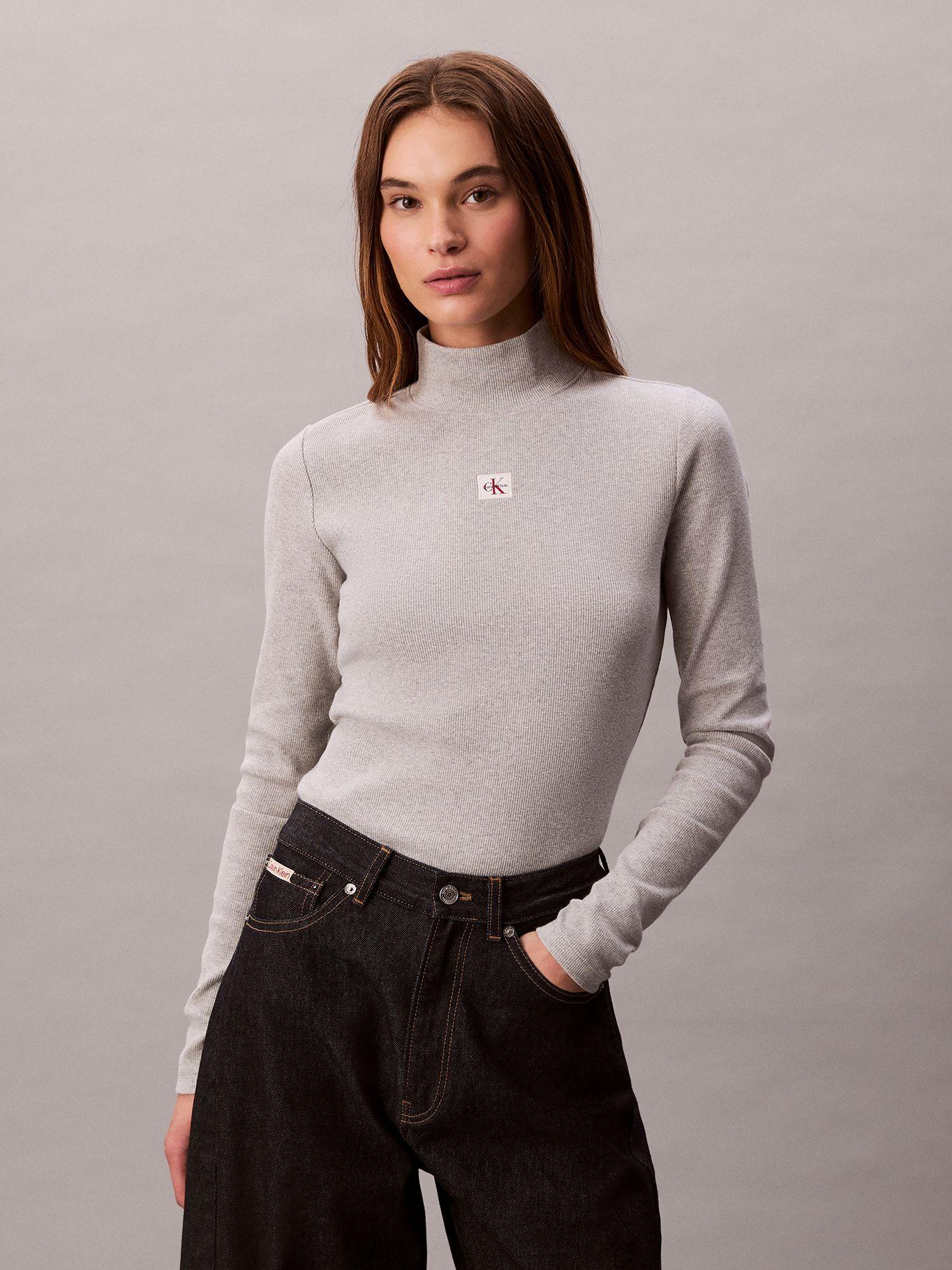 Polera Manga Larga con Cuello Tortuga Gris Calvin Klein-0