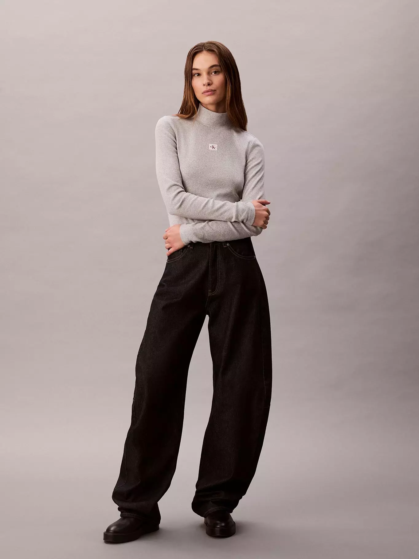 Polera Manga Larga con Cuello Tortuga Gris Calvin Klein-1