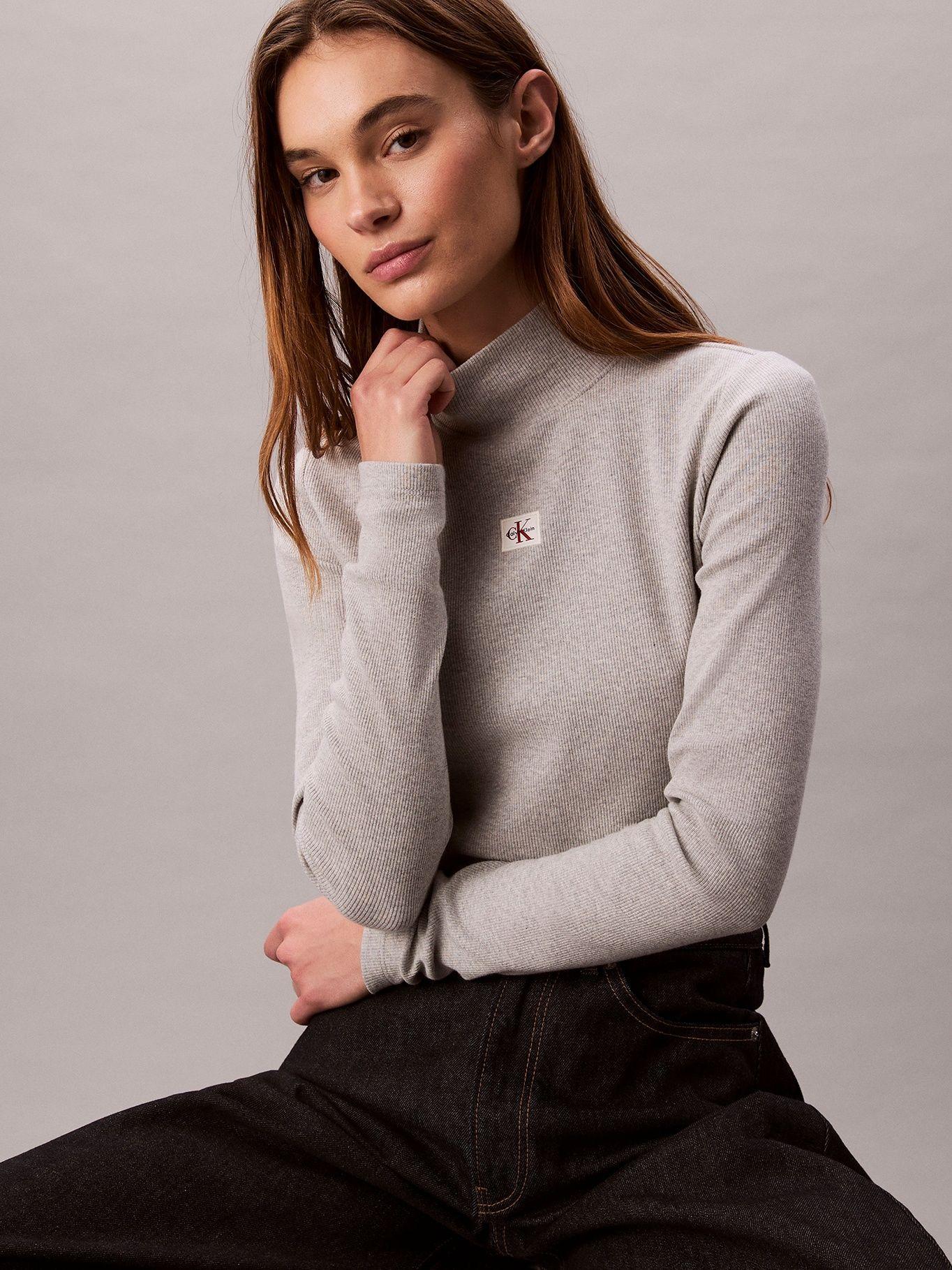 Polera Manga Larga con Cuello Tortuga Gris Calvin Klein-4