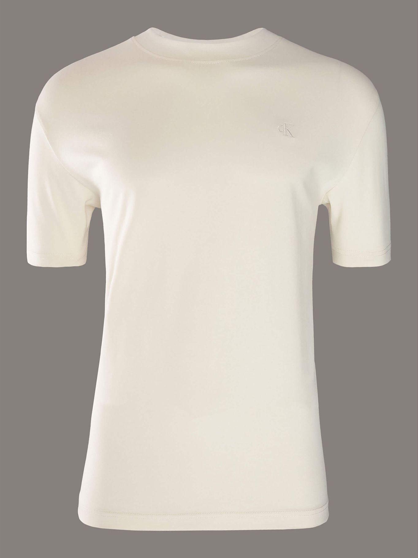 Polera bicolor con diseño de paisaje Beige Calvin Klein-4