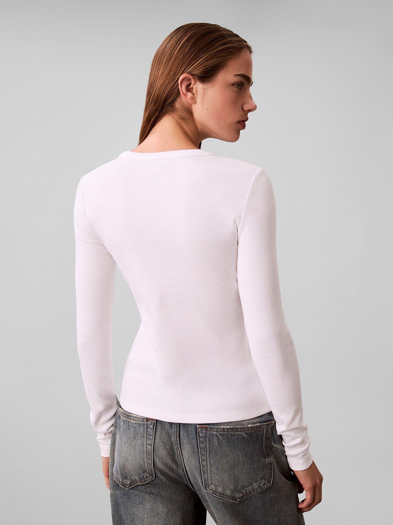 Polera Manga Larga Woven Label Blanco Calvin Klein-2