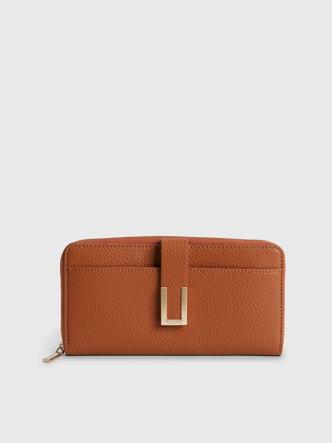 Cartera grande reciclada con cremallera en el contorno con RFID Café Calvin Klein-0