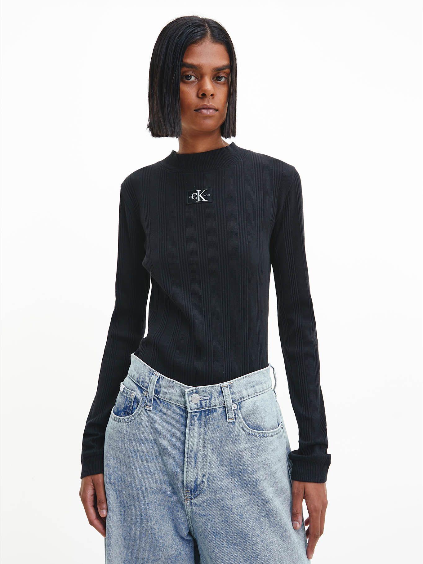 Camiseta manga larga con cuello alzado Negro Calvin Klein-0