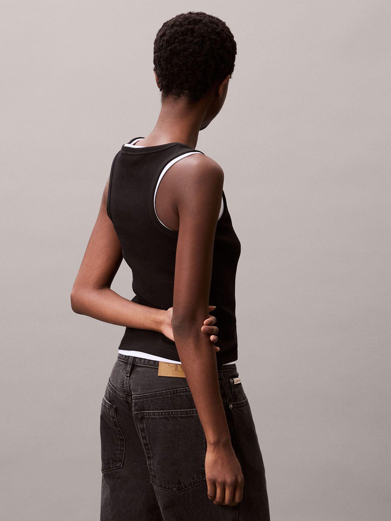 Polera Woven Label Negro Calvin Klein-2