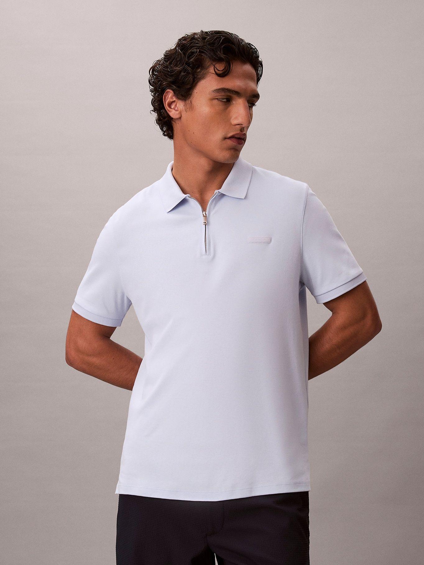 Polo Algodón Supima con Cremallera Celeste Calvin Klein-0