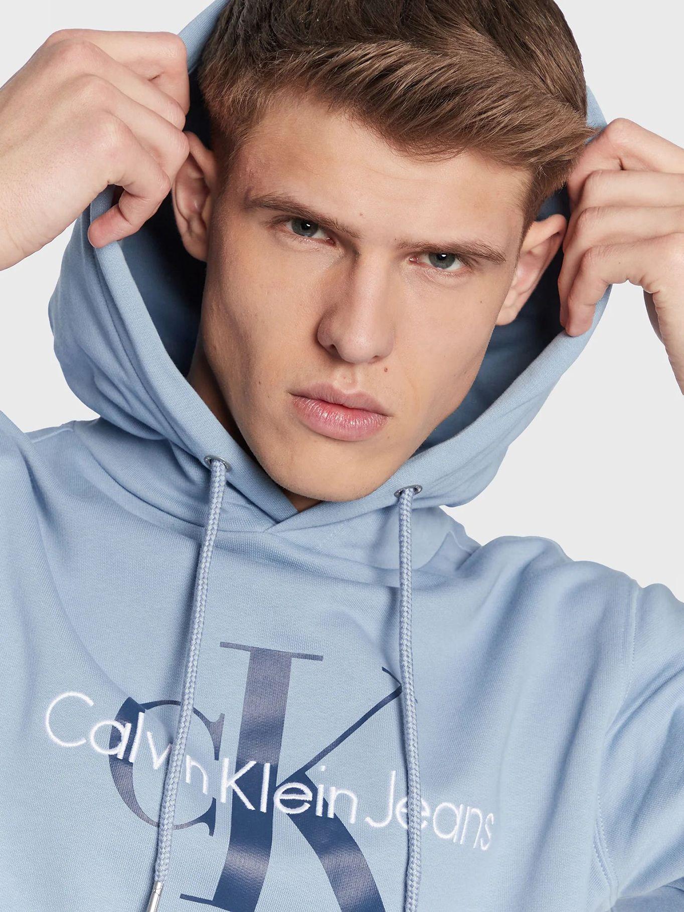 Sudadera de algodón orgánico con capucha y monograma Celeste Calvin Klein-3
