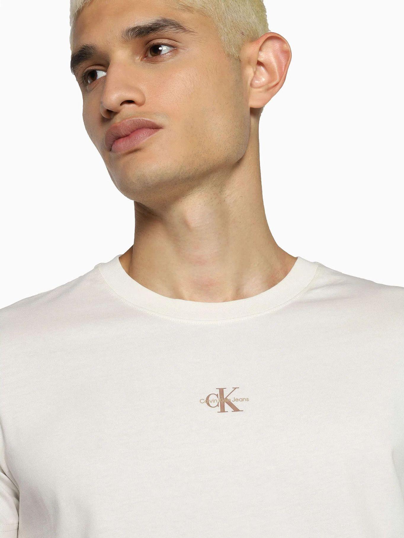 Camiseta De Algodón Orgánico Con Monograma Blanco Calvin Klein J30J322466-YBI-3