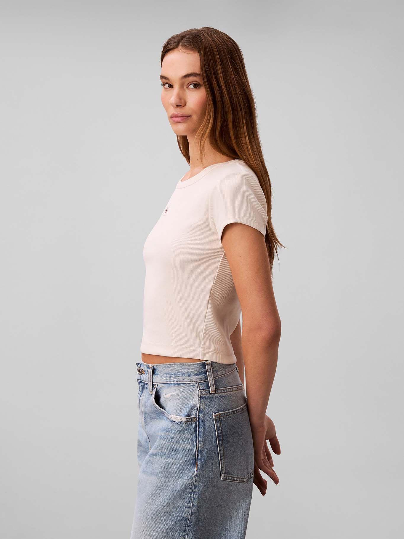 Polera De Cotton Stretch Rib Beige Calvin Klein-3