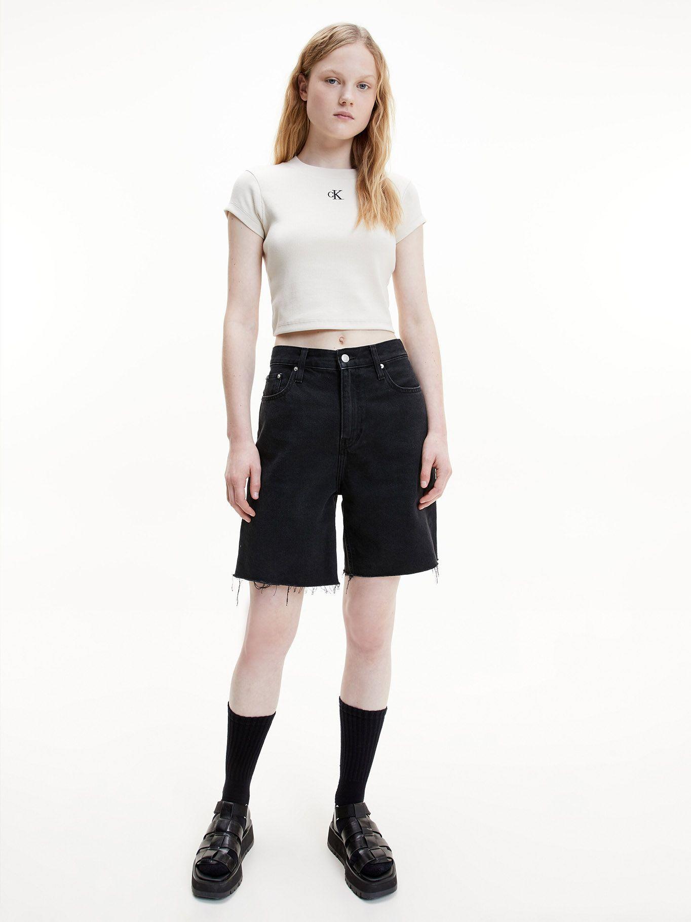 Polera Ck Rib Cropped Crema Calvin Klein-1