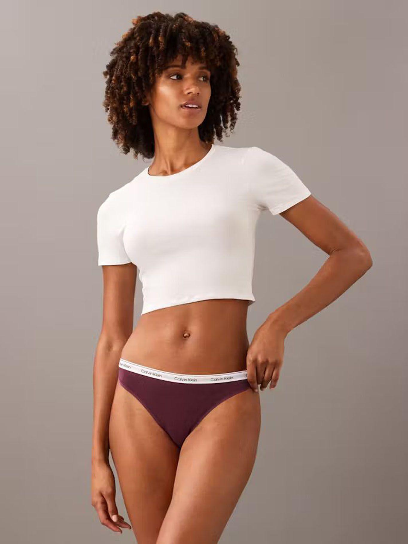 Calzón Bikini Modern Mujer de Logo Burdeo Calvin Klein-0