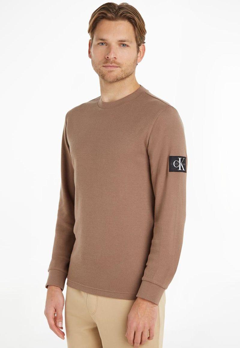 Camiseta de manga larga de algodón orgánico Café Calvin Klein-0