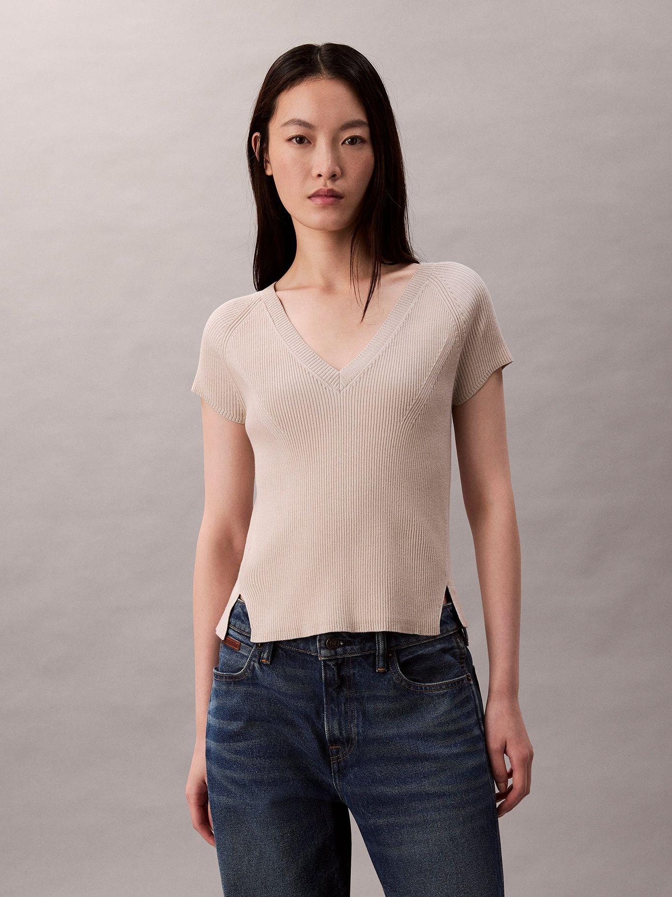 Sweater Sin Mangas Jaspeado Beige Calvin Klein-0