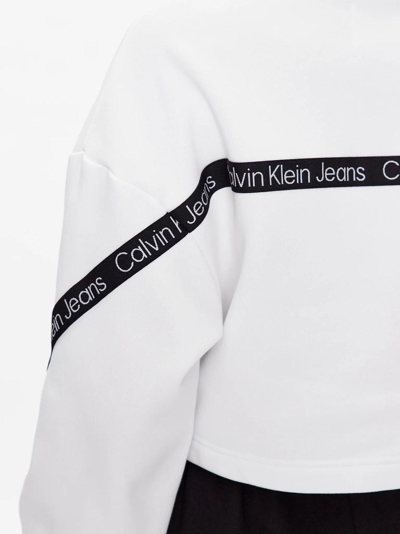 Sudadera Cropped con logo Blanco Calvin Klein-4