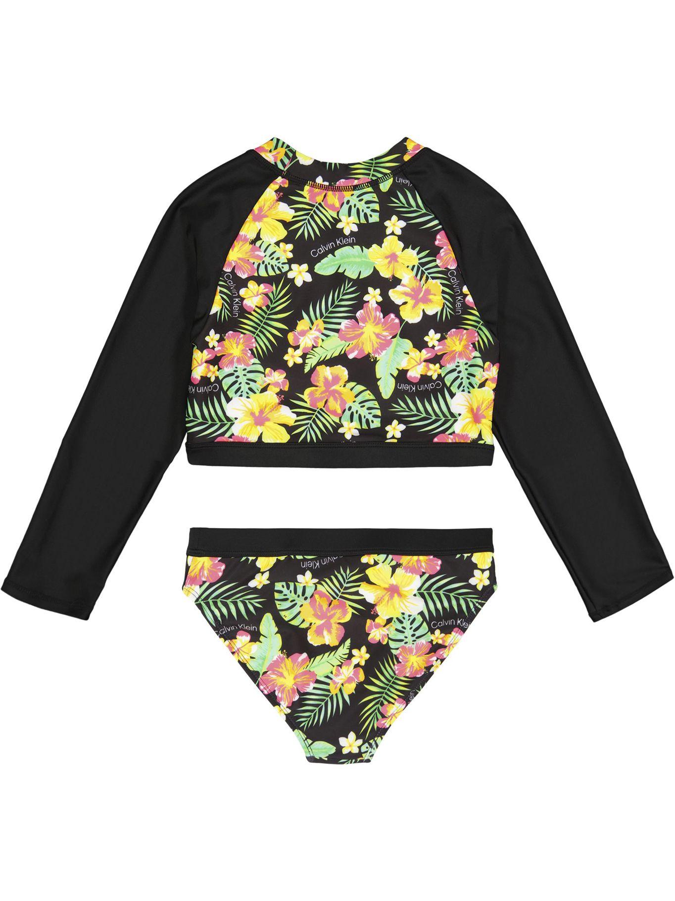 Traje de Baño Tropical Cropped Rashguard Negro Calvin Klein-1