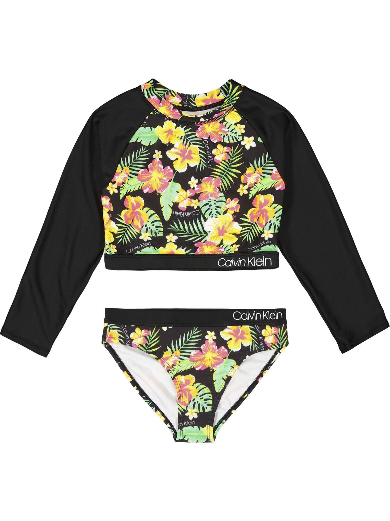 Traje de Baño Tropical Cropped Rashguard Negro Calvin Klein-0