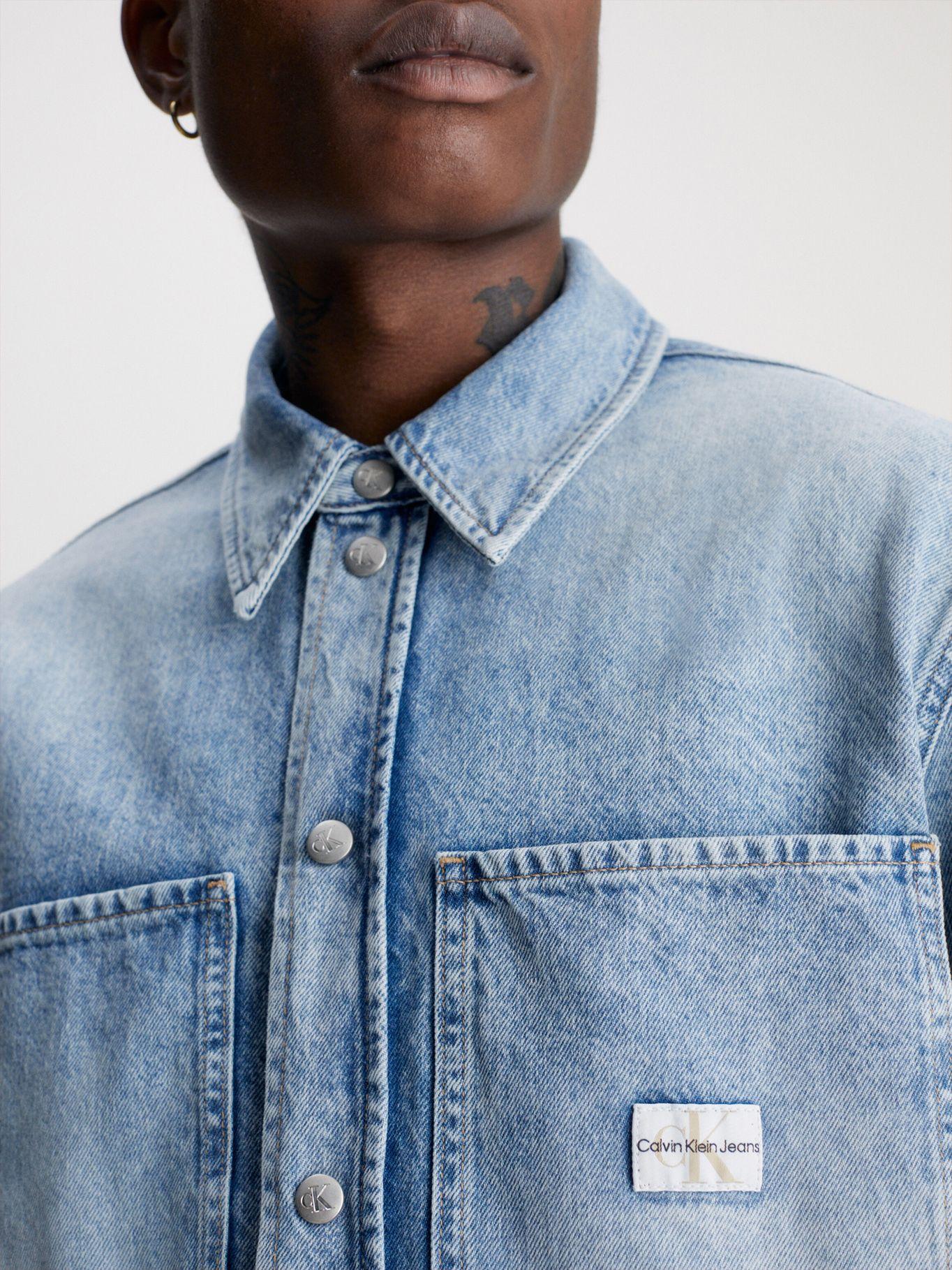 Camisa Relaxed De Mezclilla Azul Calvin Klein-4