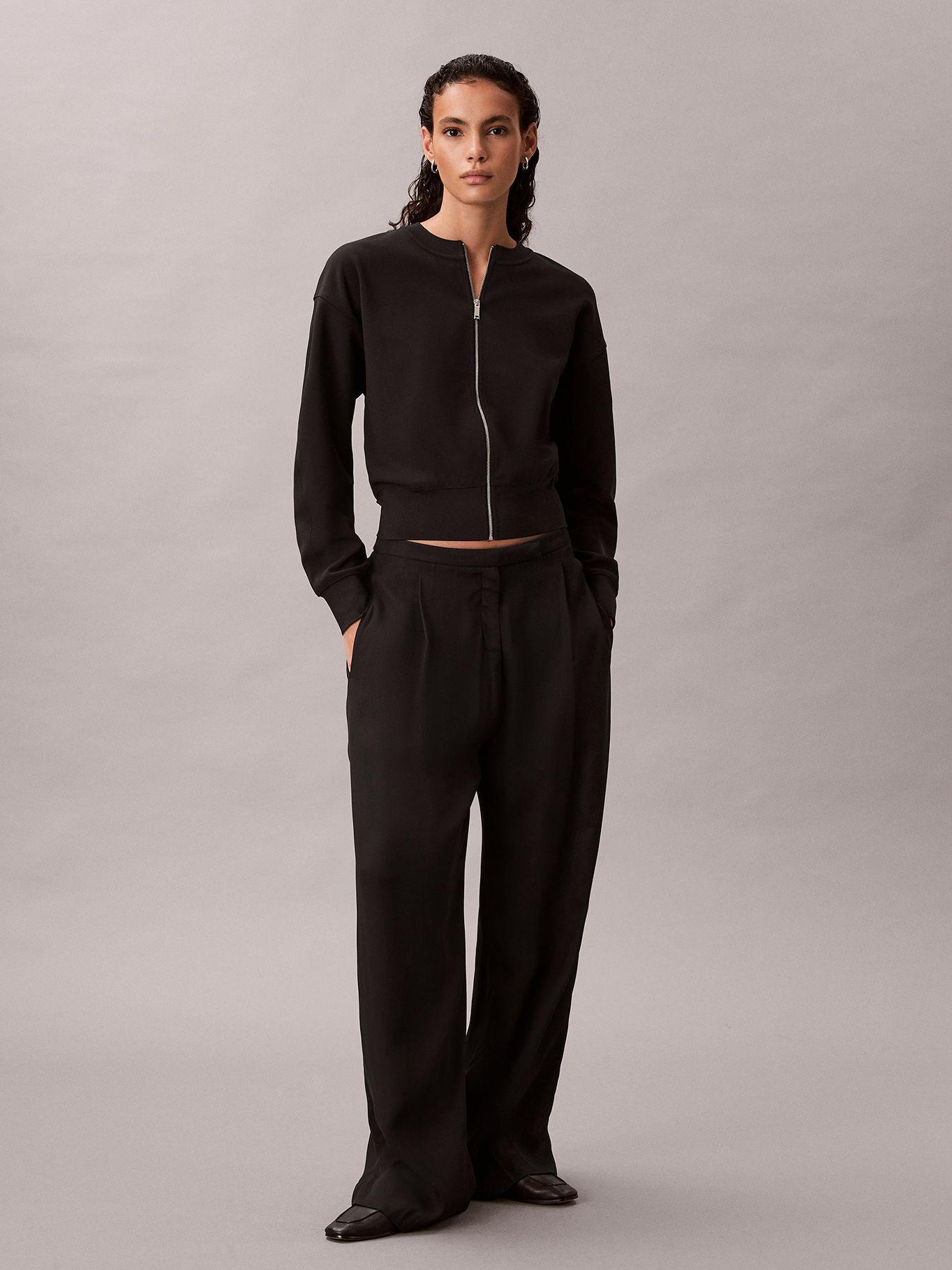 Blusa De Crepé Elástico C Cremallera Negro Calvin Klein-1