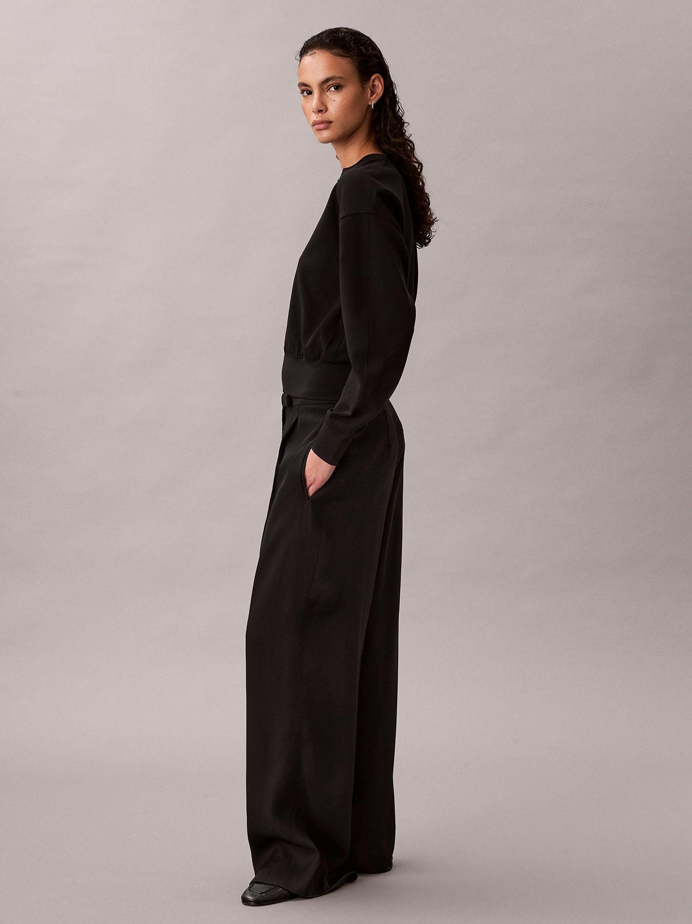 Blusa De Crepé Elástico C Cremallera Negro Calvin Klein-3