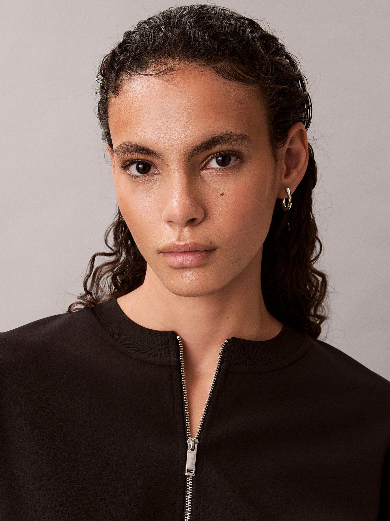 Blusa De Crepé Elástico C Cremallera Negro Calvin Klein-5