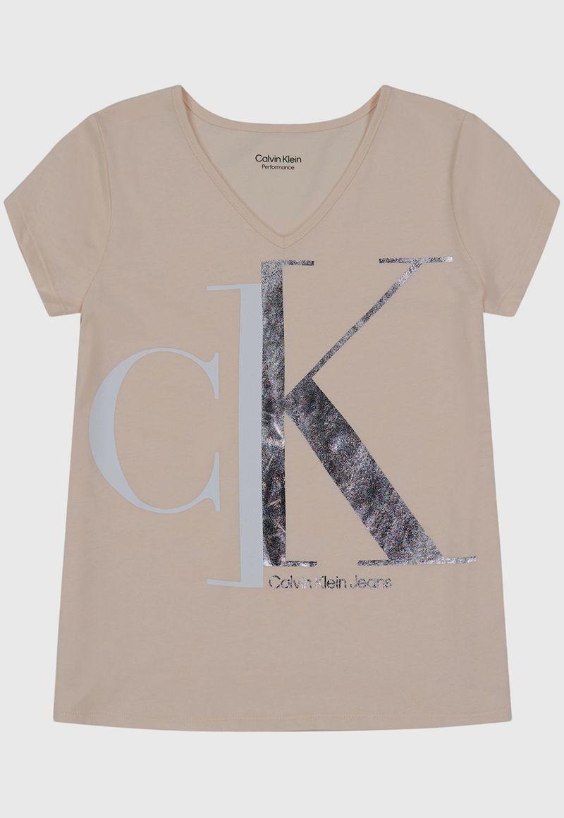 Polera Split Monogram Beige Calvin Klein-0