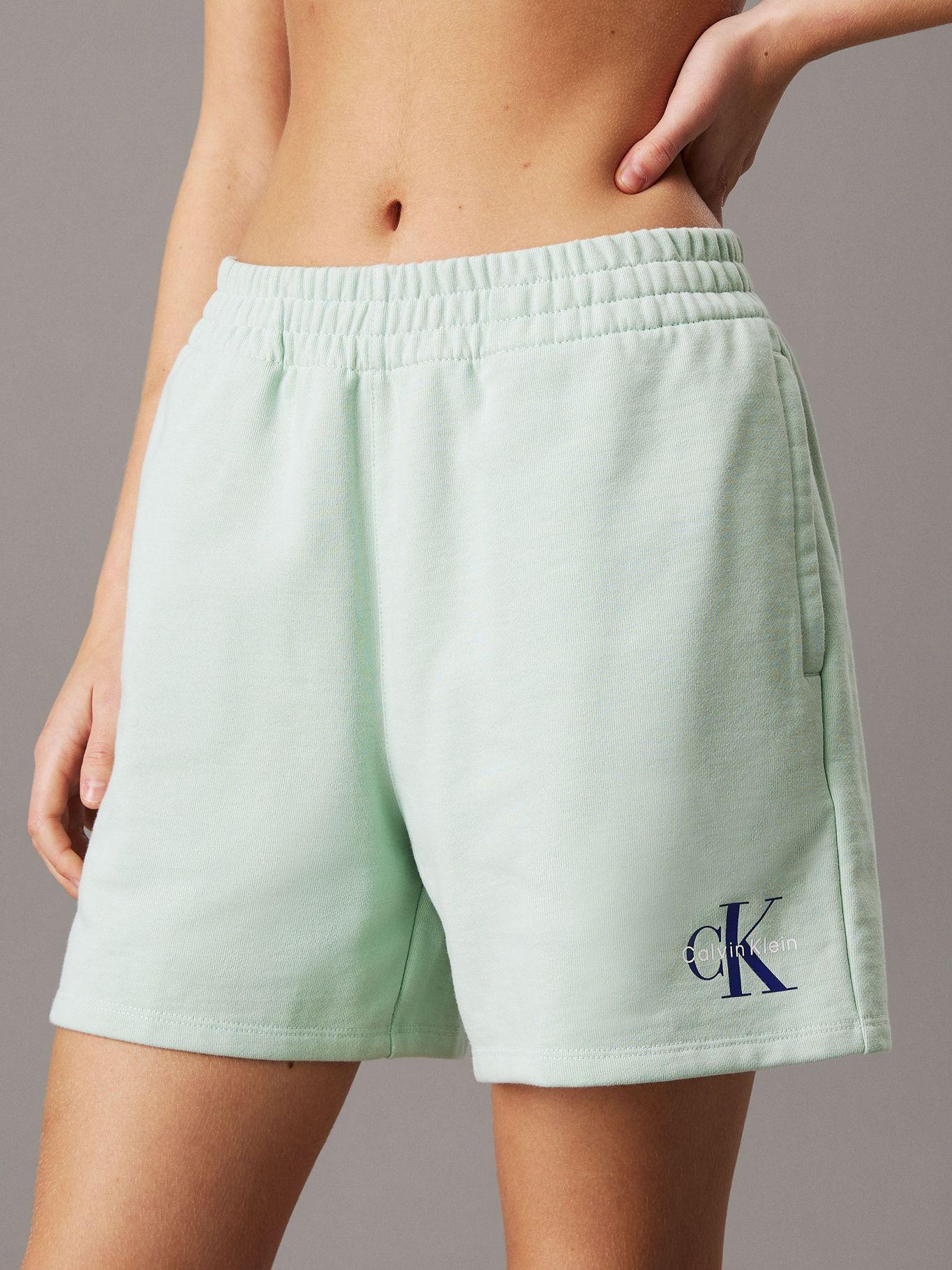 Shorts Felpa Francesa Logo Monograma Verde Calvin Klein-1