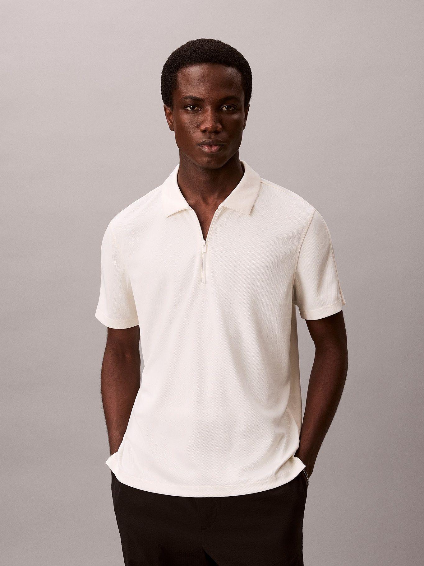 Polo Slim Stretch de Malla Piqué Blanco Calvin Klein-0