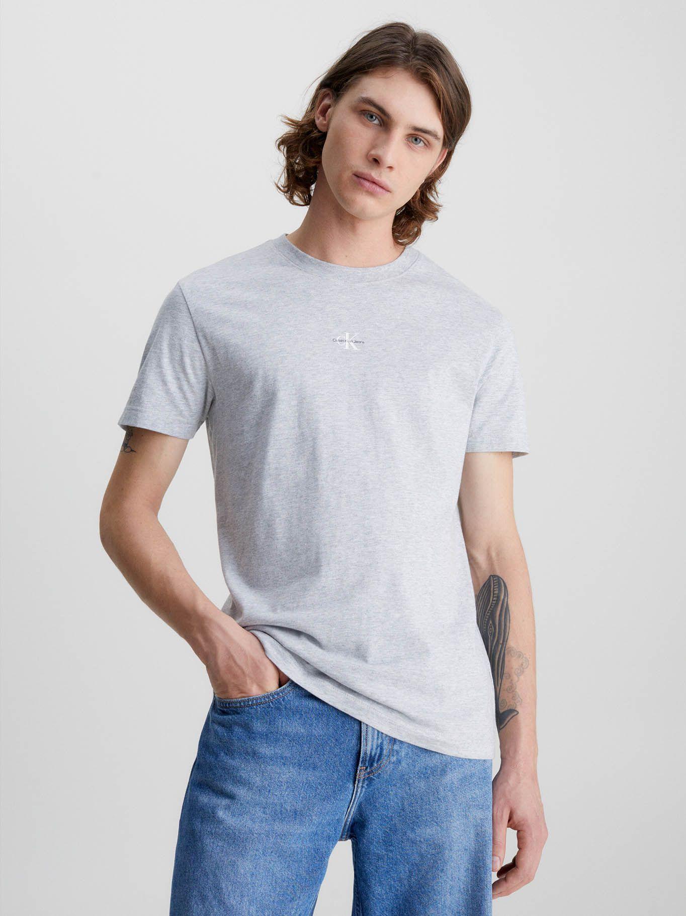 Camiseta de algodón orgánico con monograma Gris Calvin Klein J30J322466-P01-0