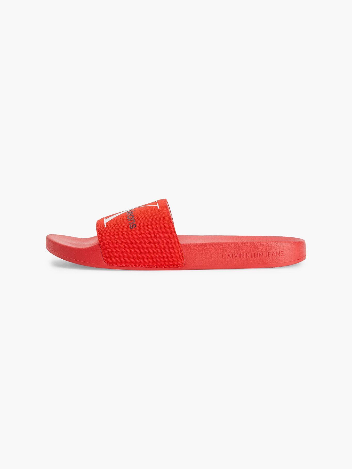 Sandalia Slide Monogram Rojo Calvin Klein-3