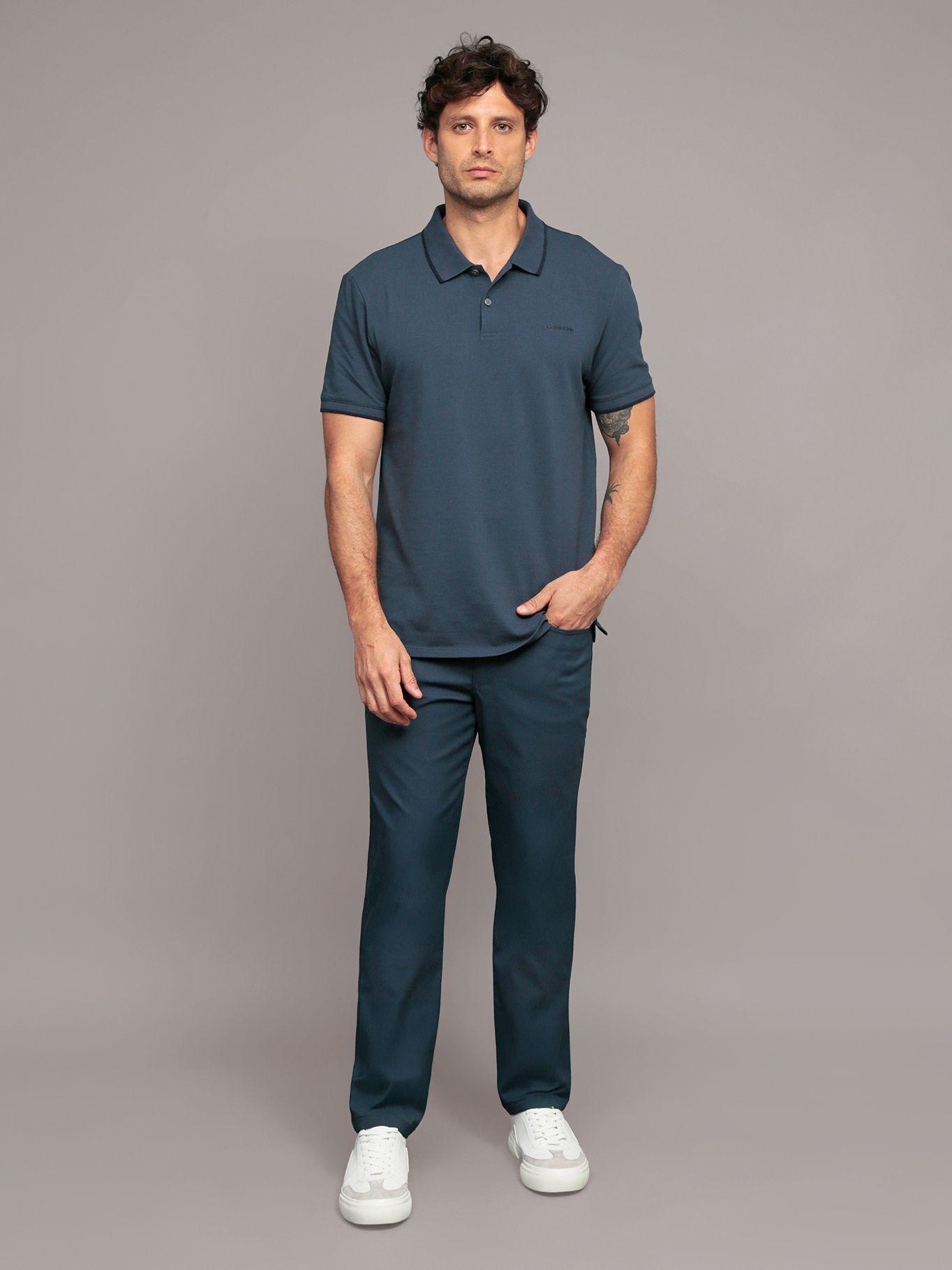 Polo piqué de algodón Azul Calvin Klein-1