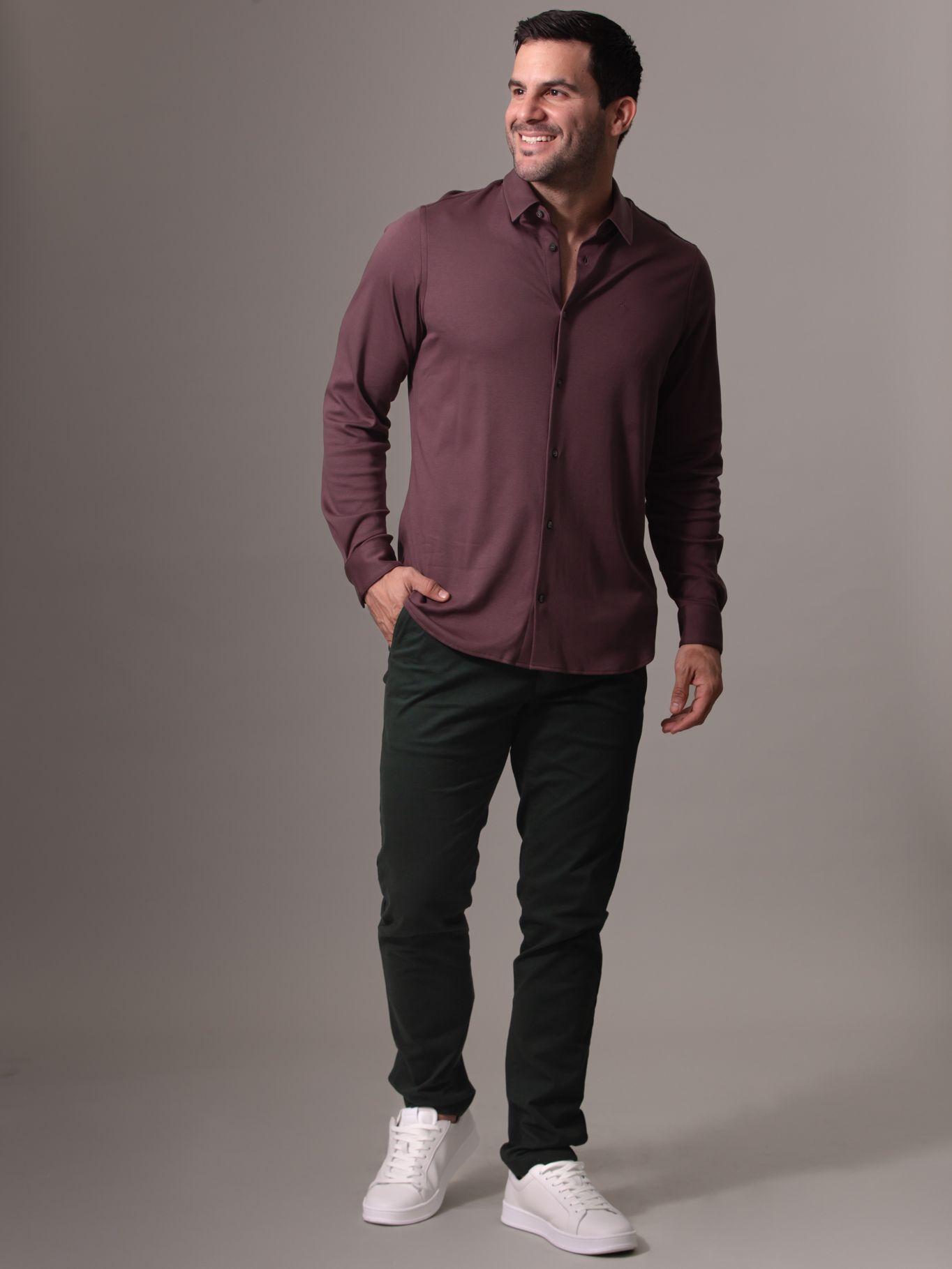 Camisa de punto slim suave Burdeo Calvin Klein-1