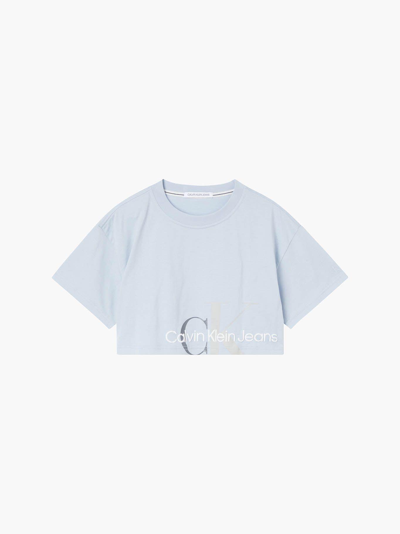 Polera Monogram Cropped Azul Calvin Klein-4