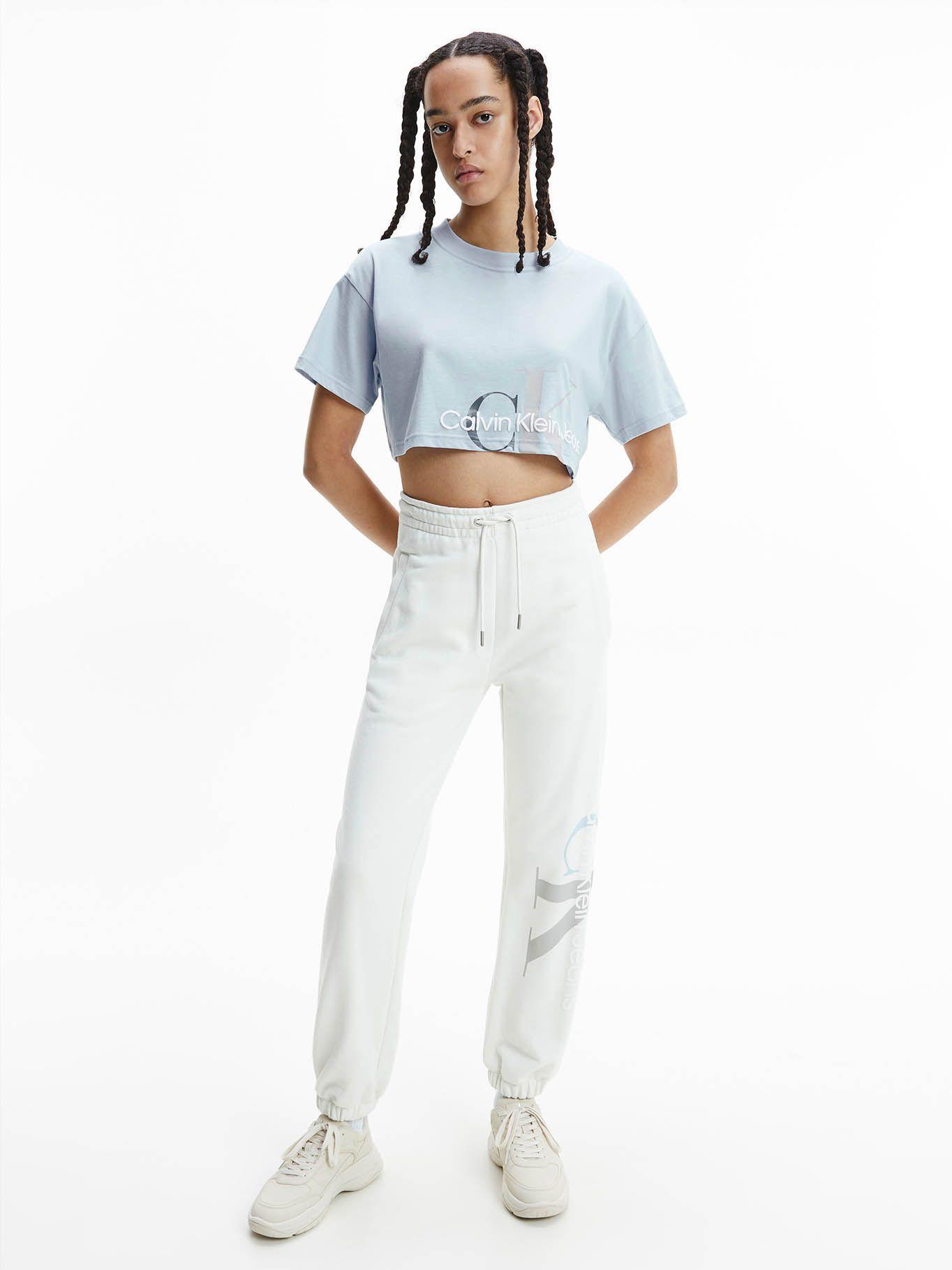 Polera Monogram Cropped Azul Calvin Klein-1