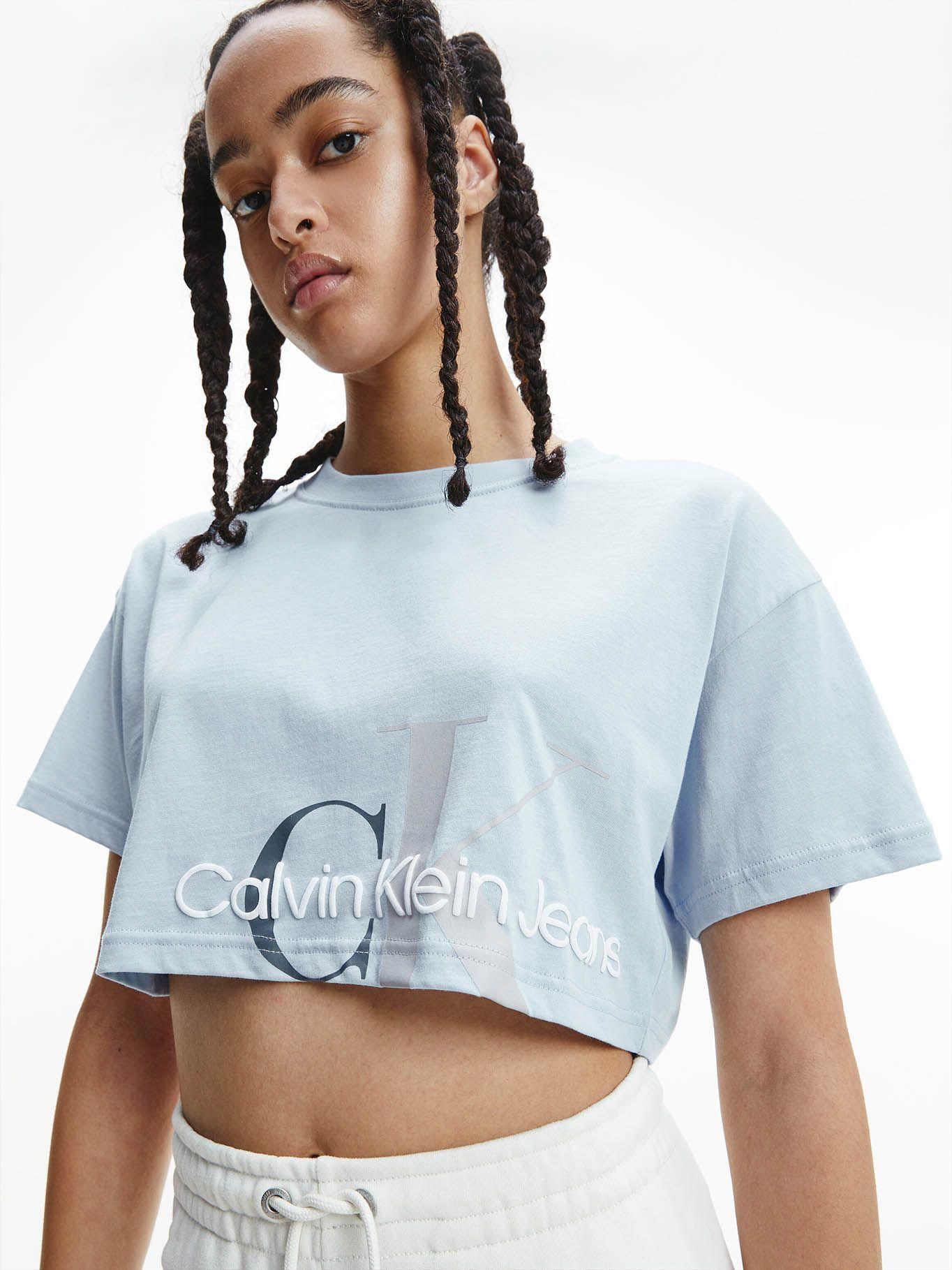 Polera Monogram Cropped Azul Calvin Klein-3