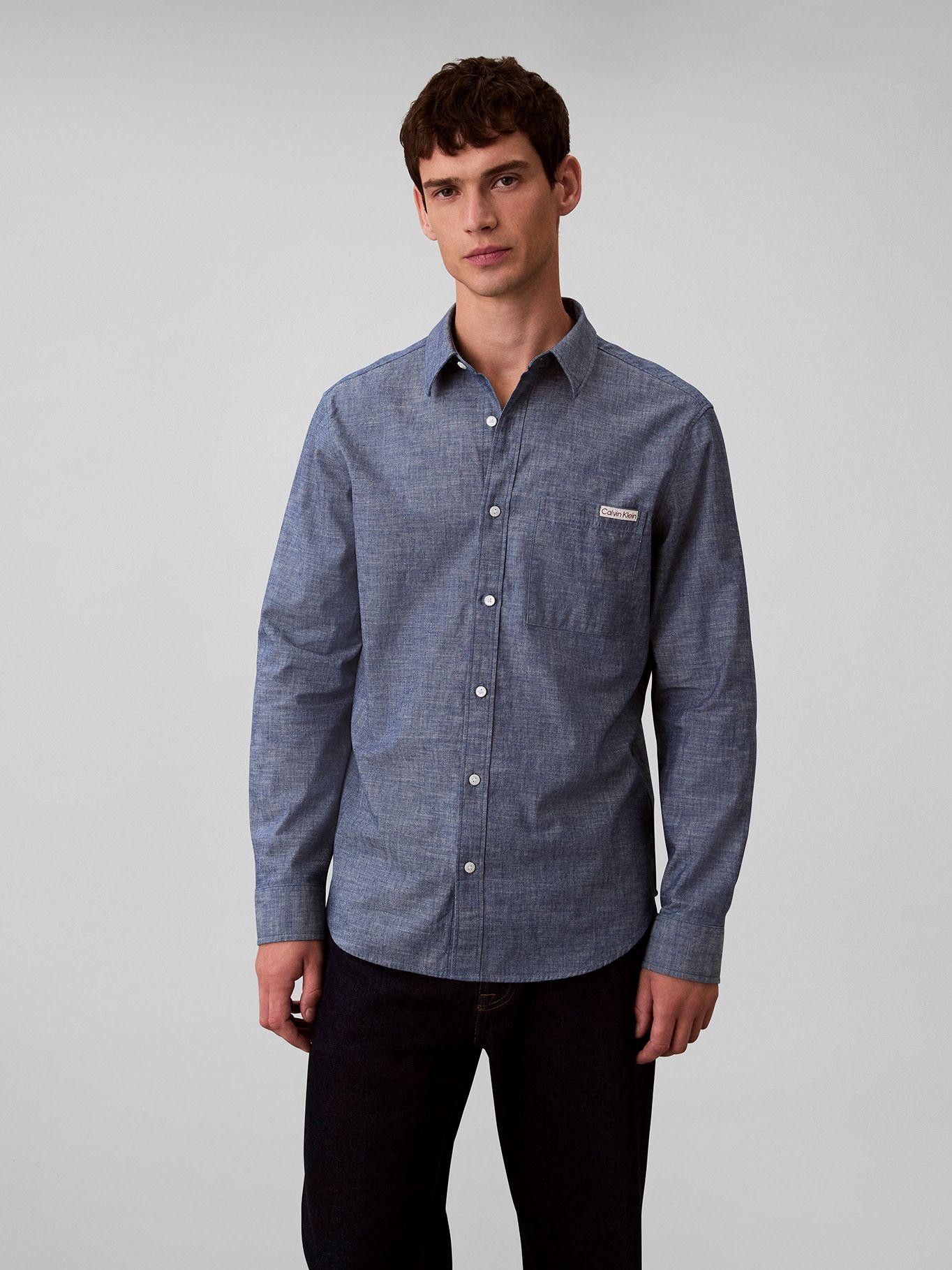 Camisa de Chambray Azul Calvin Klein-0