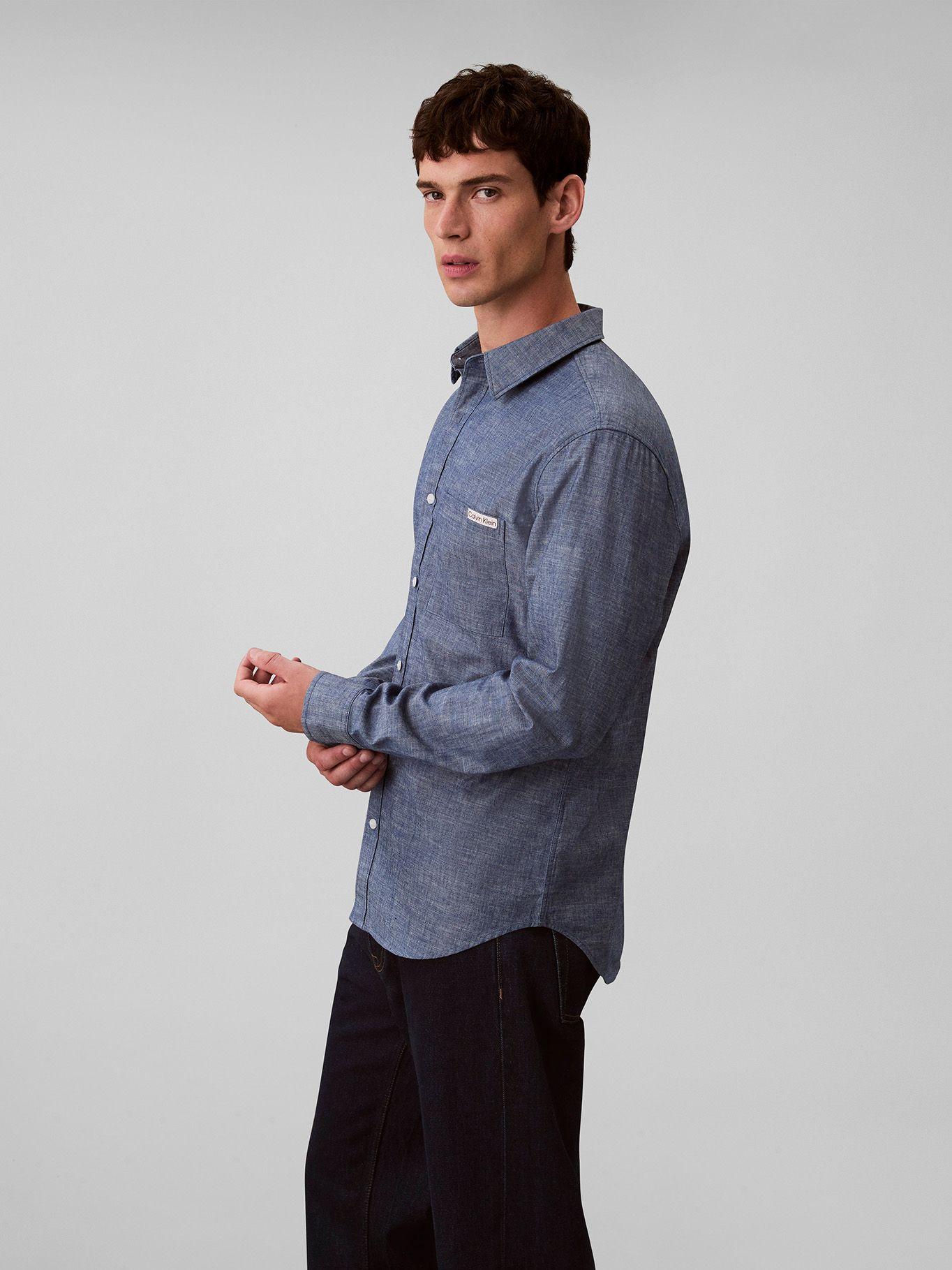 Camisa de Chambray Azul Calvin Klein-3