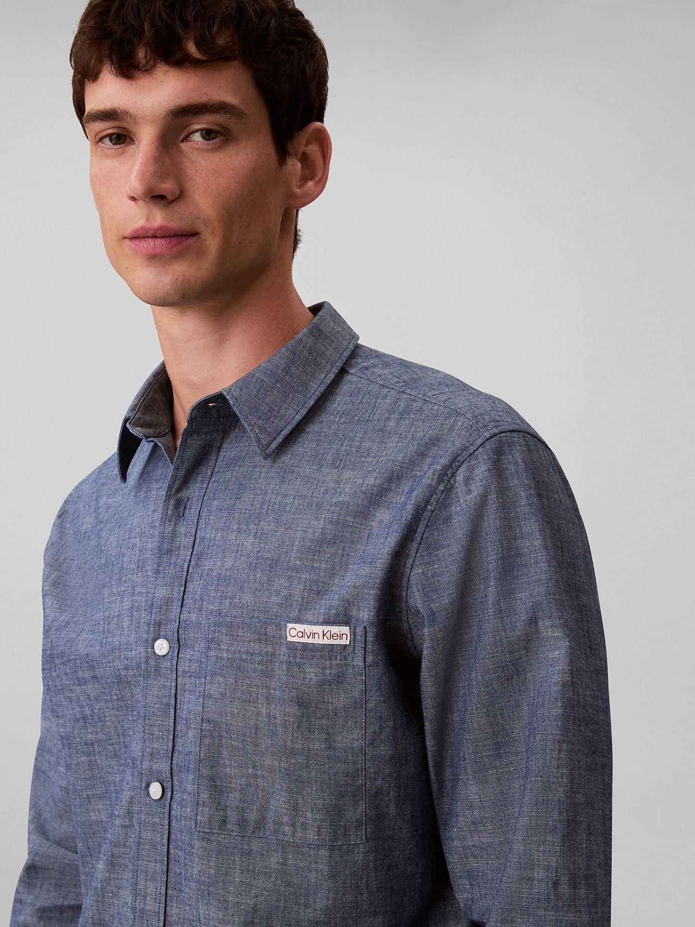 Camisa de Chambray Azul Calvin Klein-4